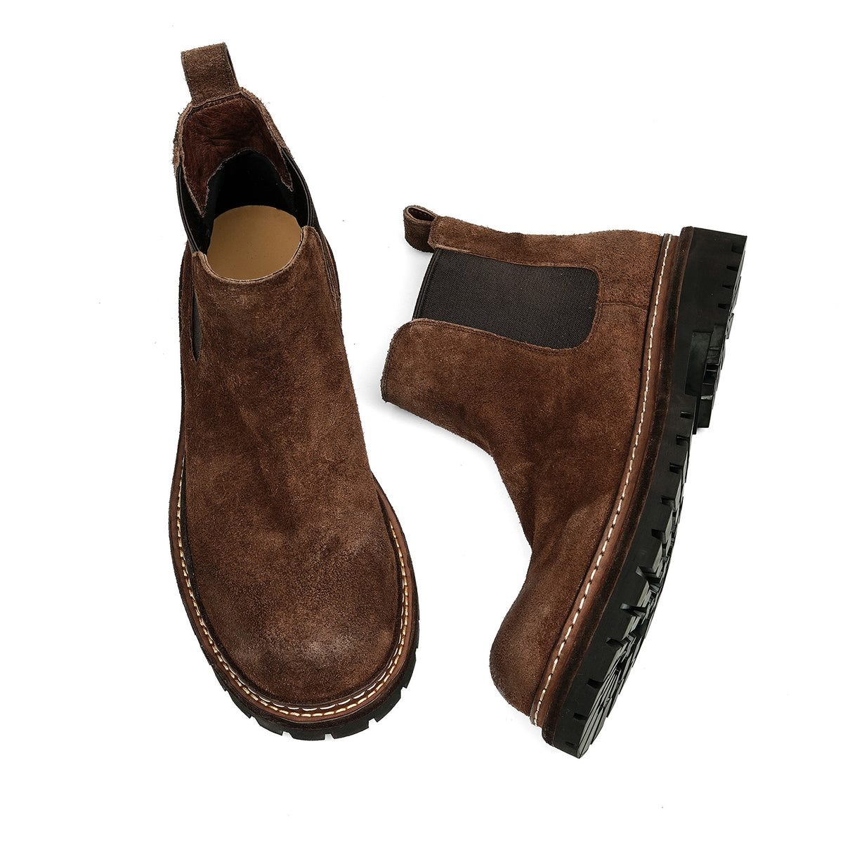 Men's Suede Rugged Slip-On Chelsea Boots | with Matte Finish & Lug Sole
