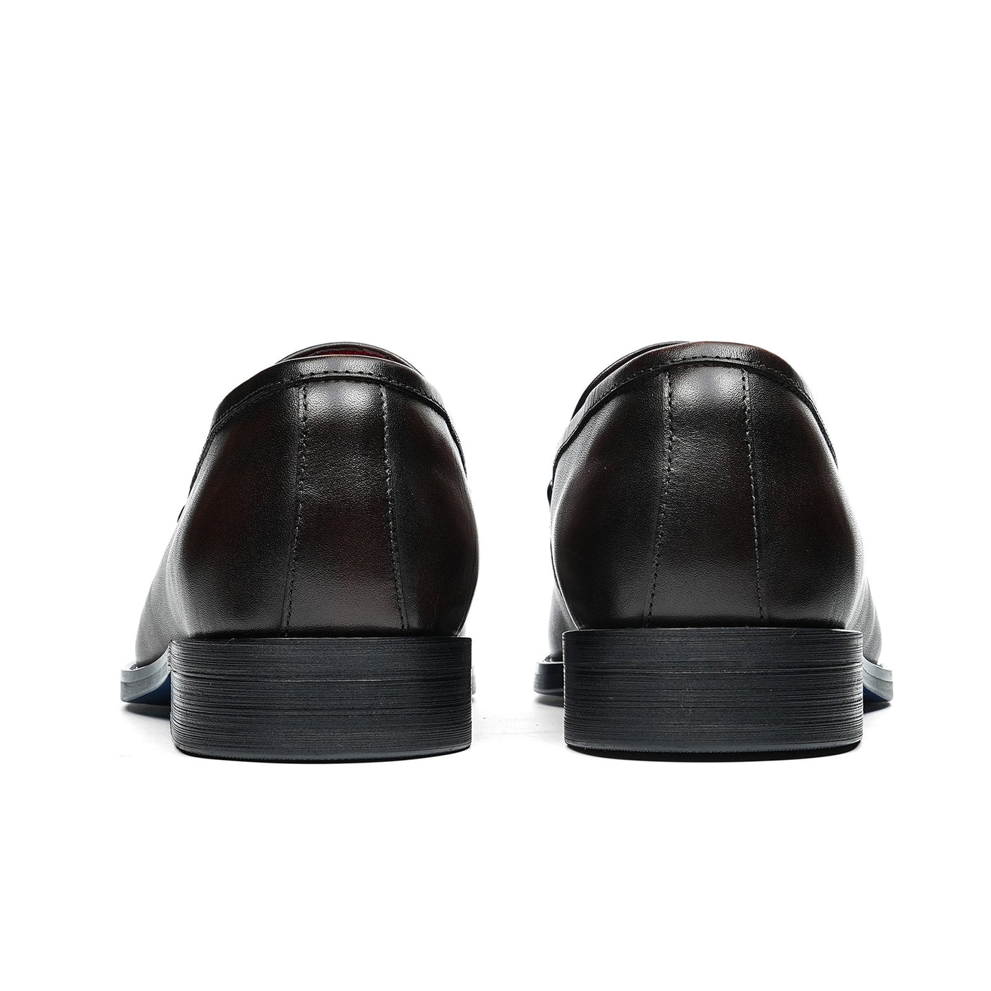 Men's Glossy Slip-On Loafers | with Metal Stud Strap  & Vivid Lining