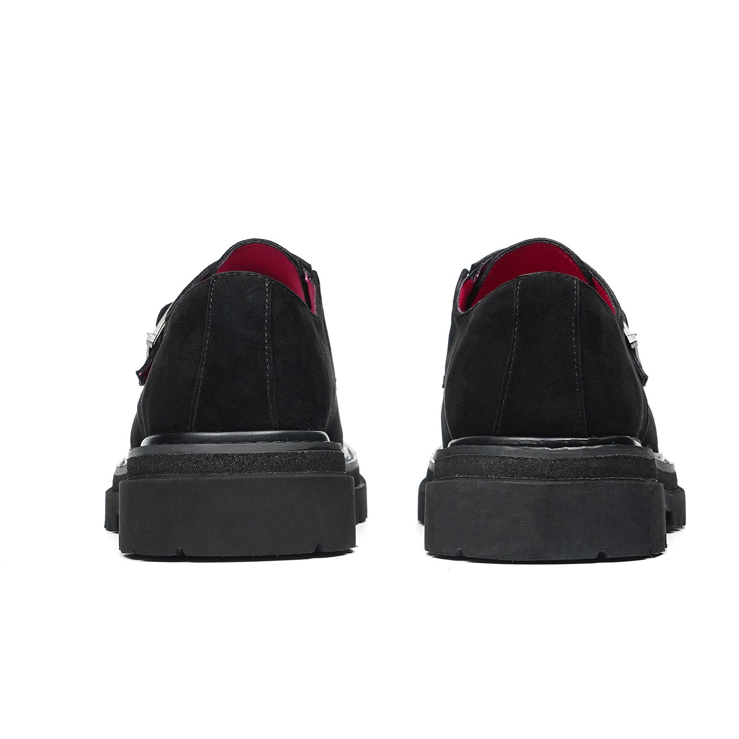 Men's Velvet Monk Strap Shoes | with Single Buckle and Chunky Lug Sole