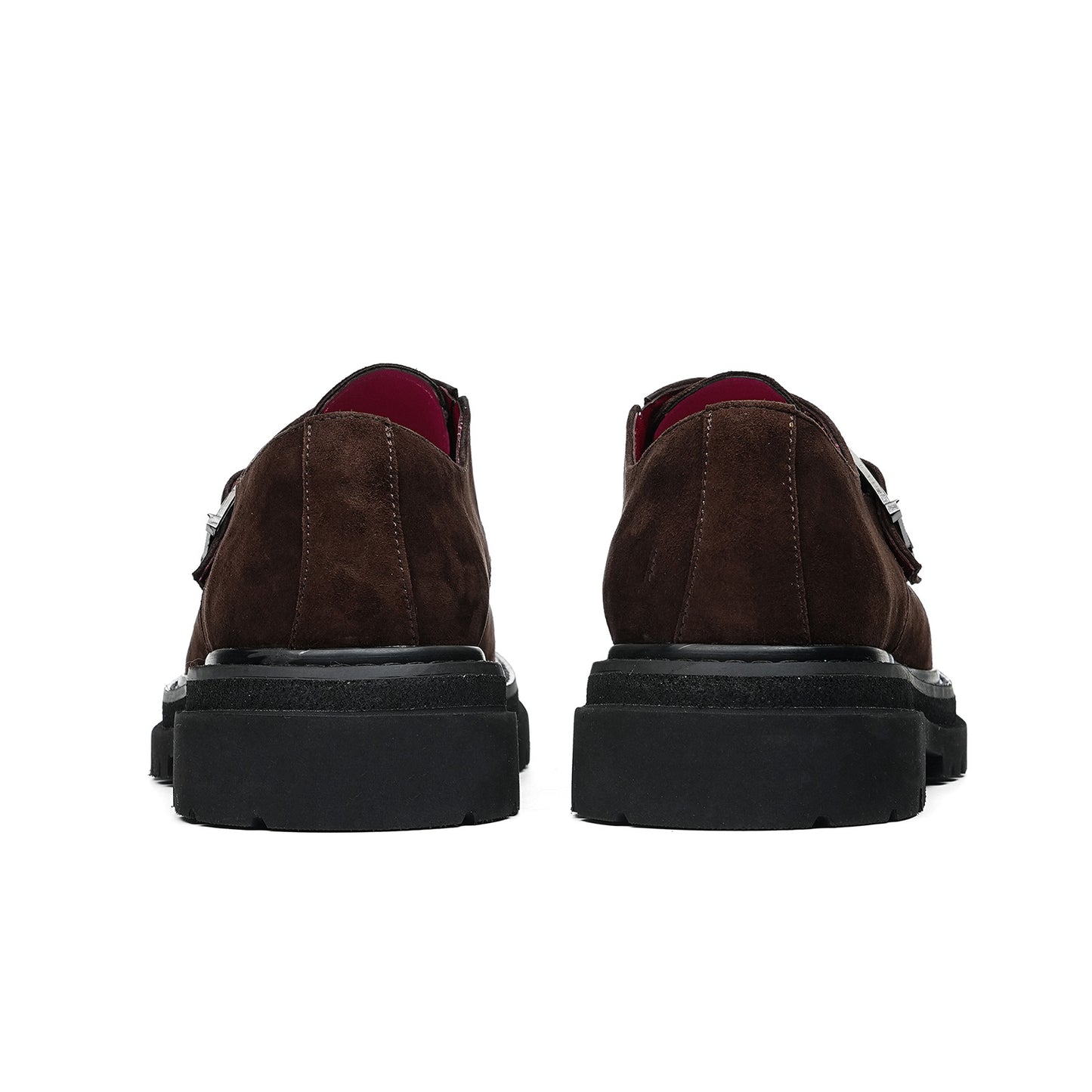 Men's Velvet Monk Strap Shoes | with Single Buckle and Chunky Lug Sole