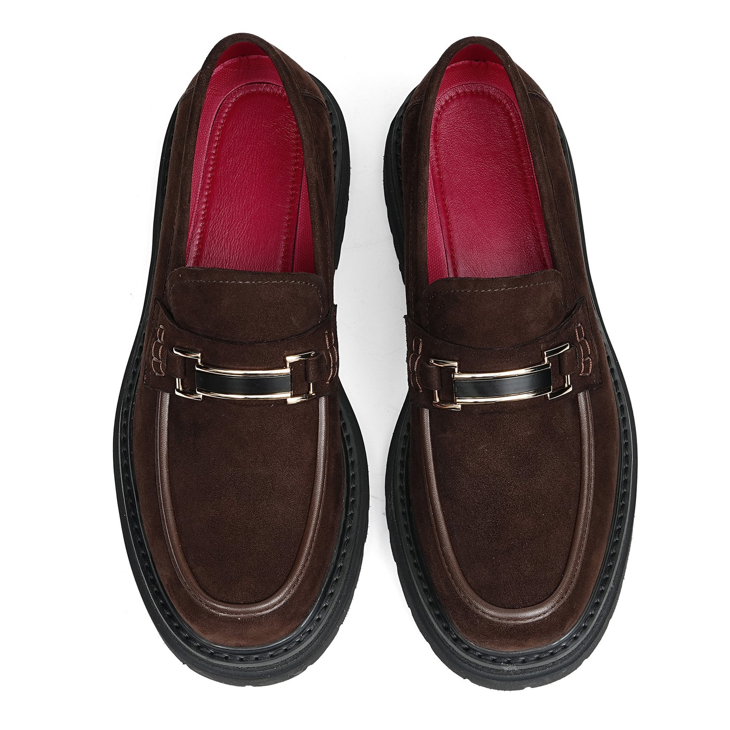 Men's Suede Bit Loafers | with Chunky Lugged Sole & Bold Metal Trim