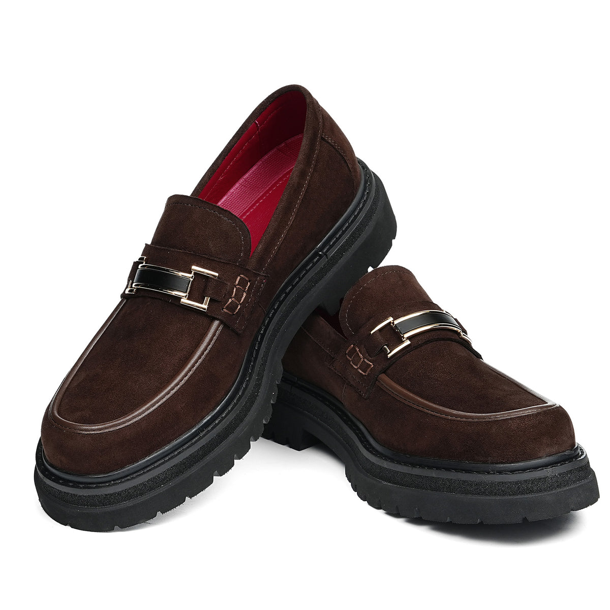 Men's Suede Bit Loafers | with Chunky Lugged Sole & Bold Metal Trim