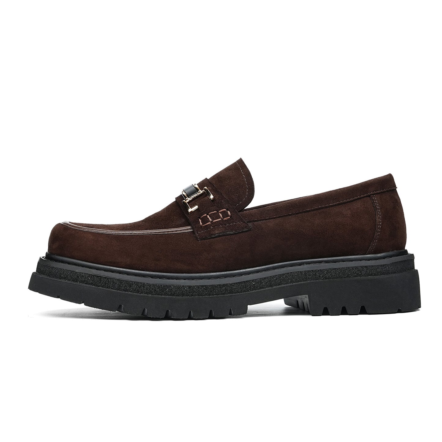 Men's Suede Bit Loafers | with Chunky Lugged Sole & Bold Metal Trim
