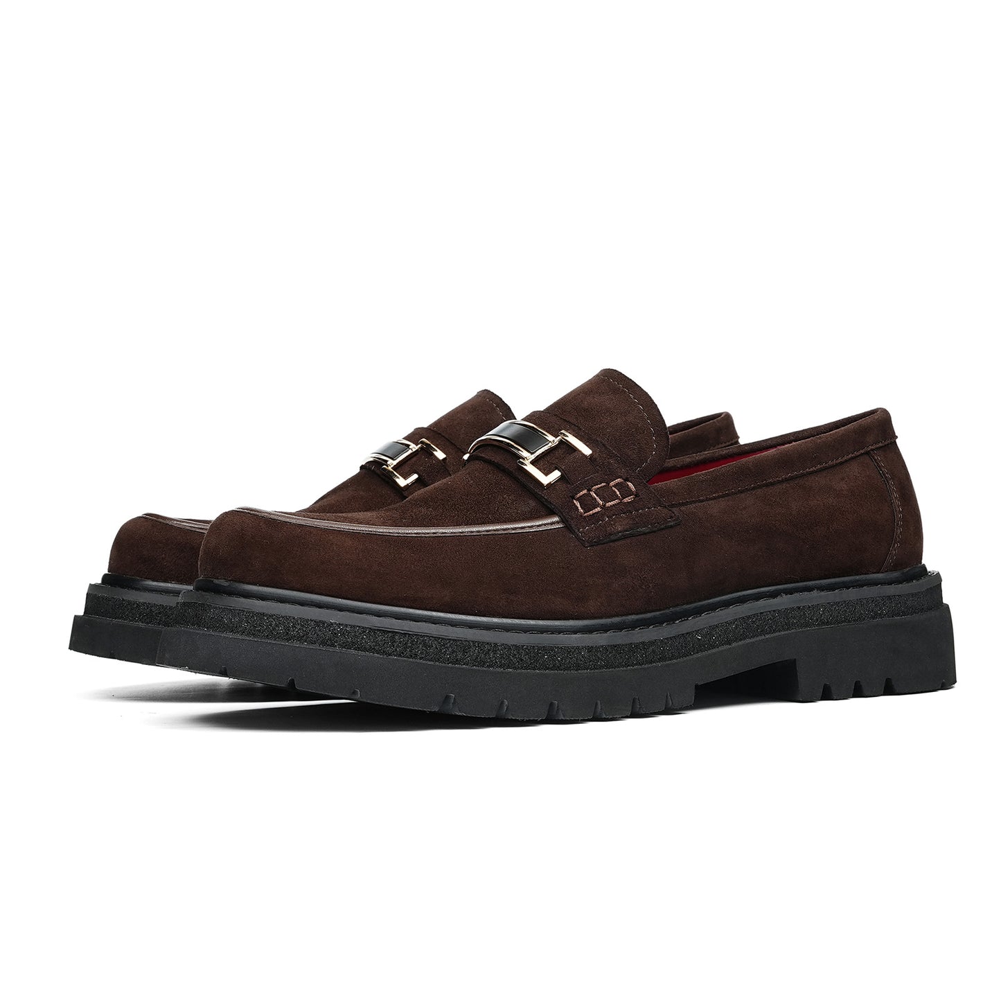 Men's Suede Bit Loafers | with Chunky Lugged Sole & Bold Metal Trim