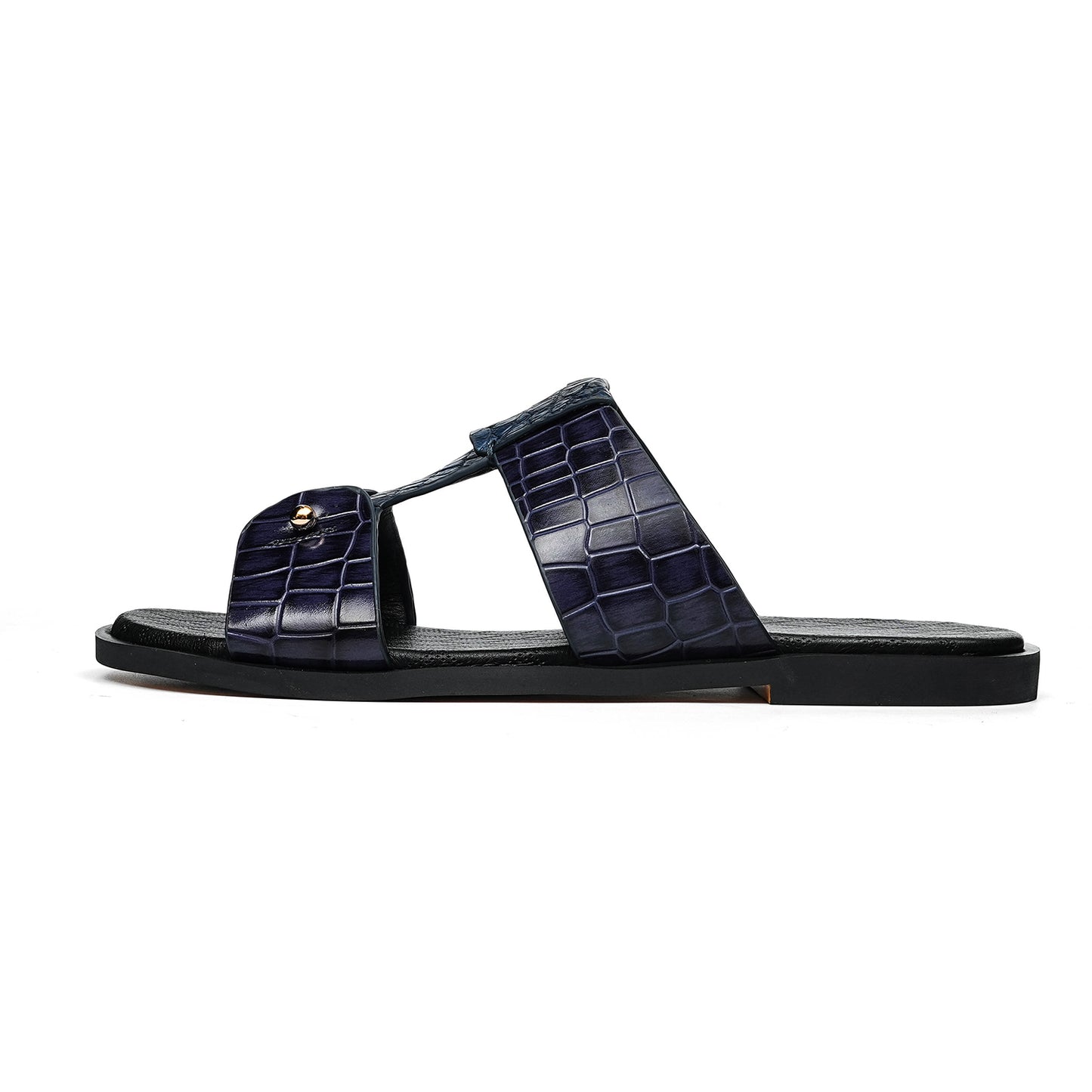 Men's Sandals Cross-Strap with Embossed Scale Texture