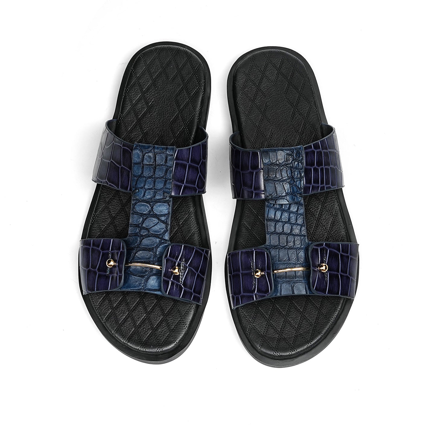 Men's Sandals Cross-Strap with Embossed Scale Texture