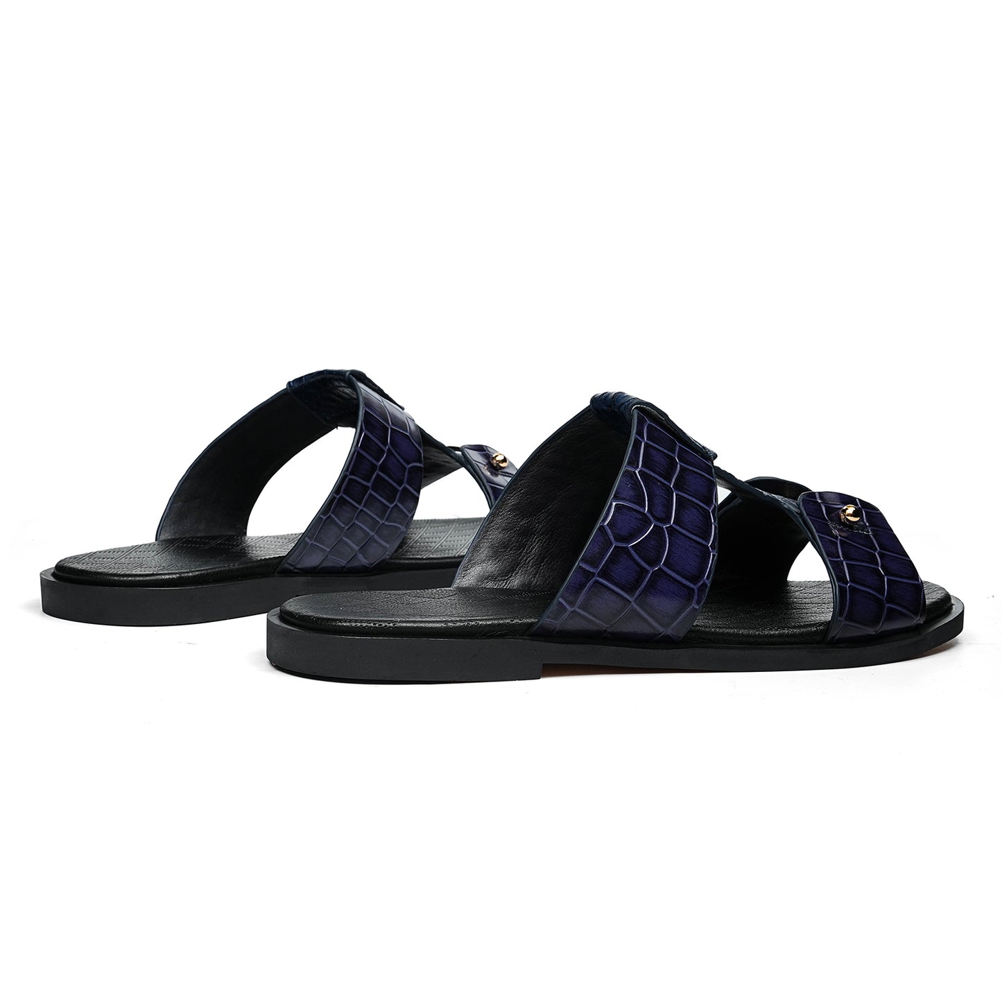 Men's Sandals Cross-Strap with Embossed Scale Texture
