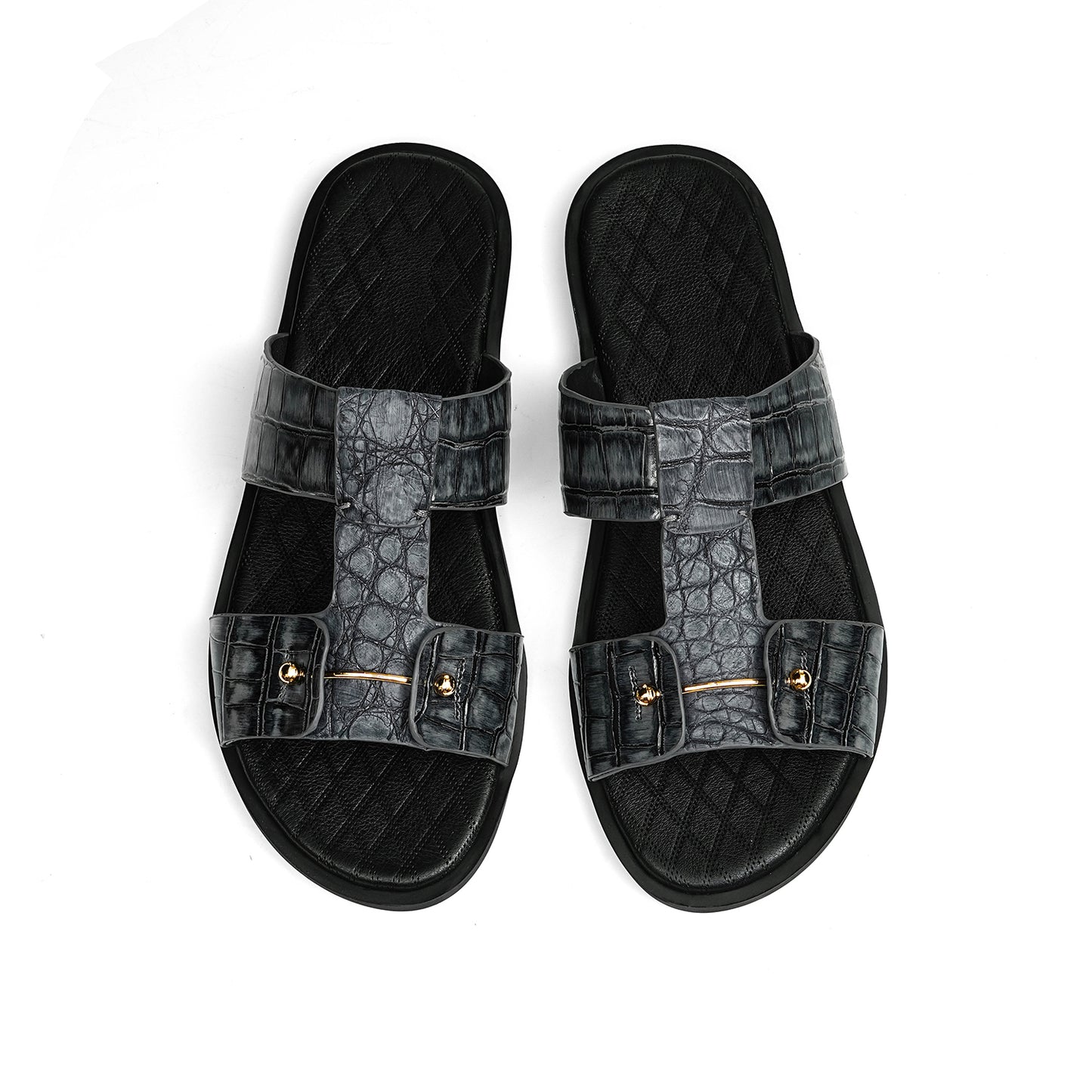 Men's Sandals Cross-Strap with Embossed Scale Texture