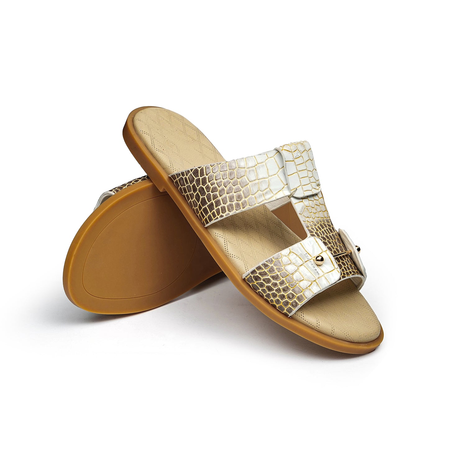 Men's Sandals Artisan-Textured | Minimalist Buckle & Cross-Strap Design