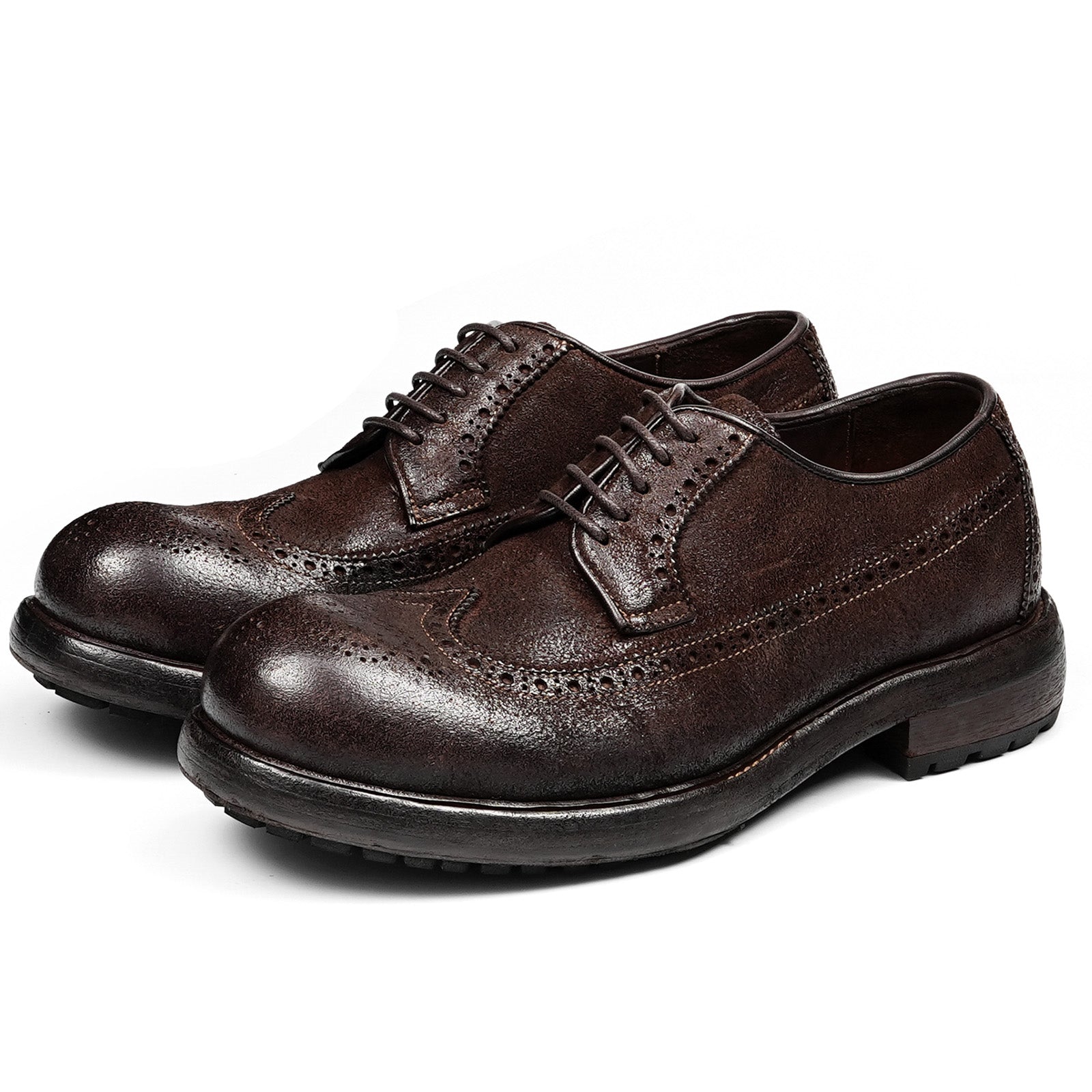 Brogs Men's Handcrafted Horsehide Brogue Shoes with Intricate Perforated Pat ...