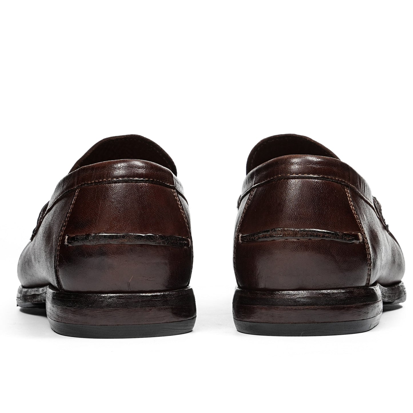 Men's Horsehide Sleek Loafers with Tailored Stitch and Band Accent