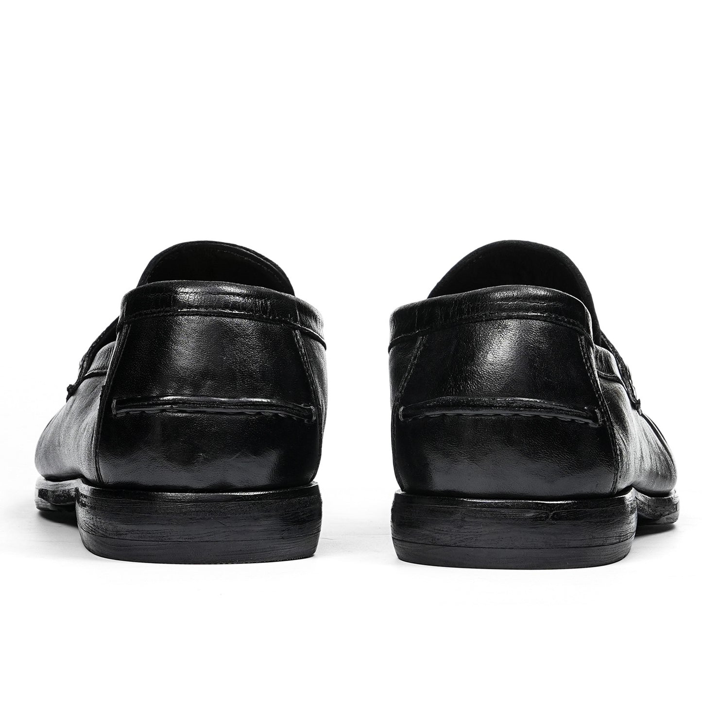 Men's Horsehide Sleek Loafers with Tailored Stitch and Band Accent