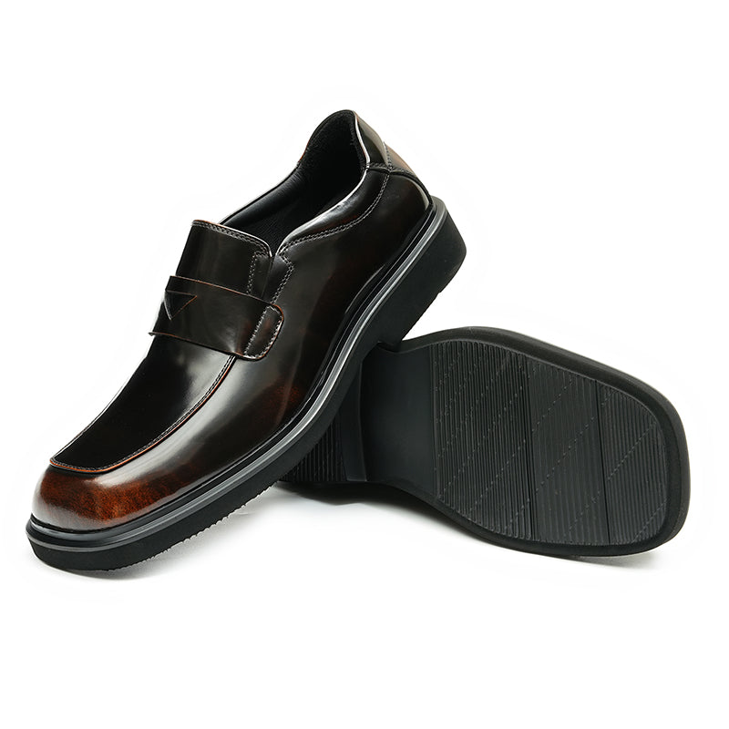 Calfskin Loafers Shoes Glossy Square Toe