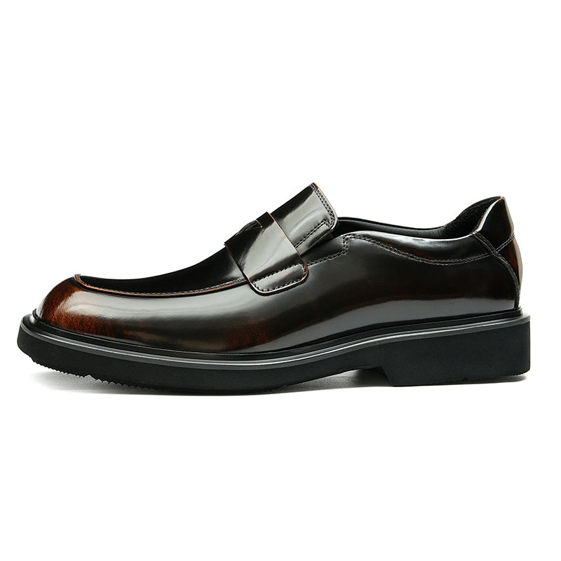 Calfskin Loafers Shoes Glossy Square Toe