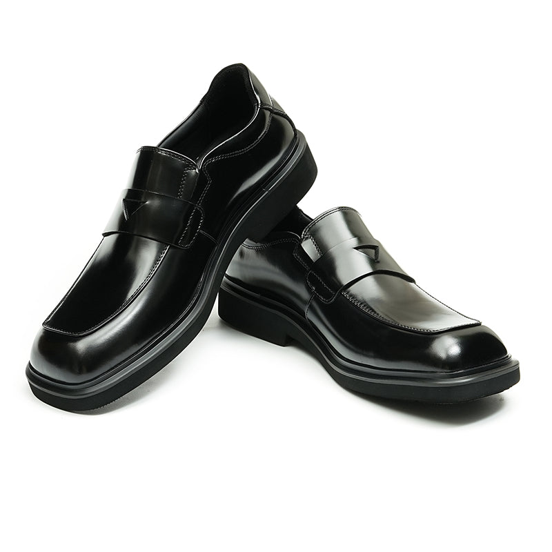 Calfskin Loafers Shoes Glossy Square Toe