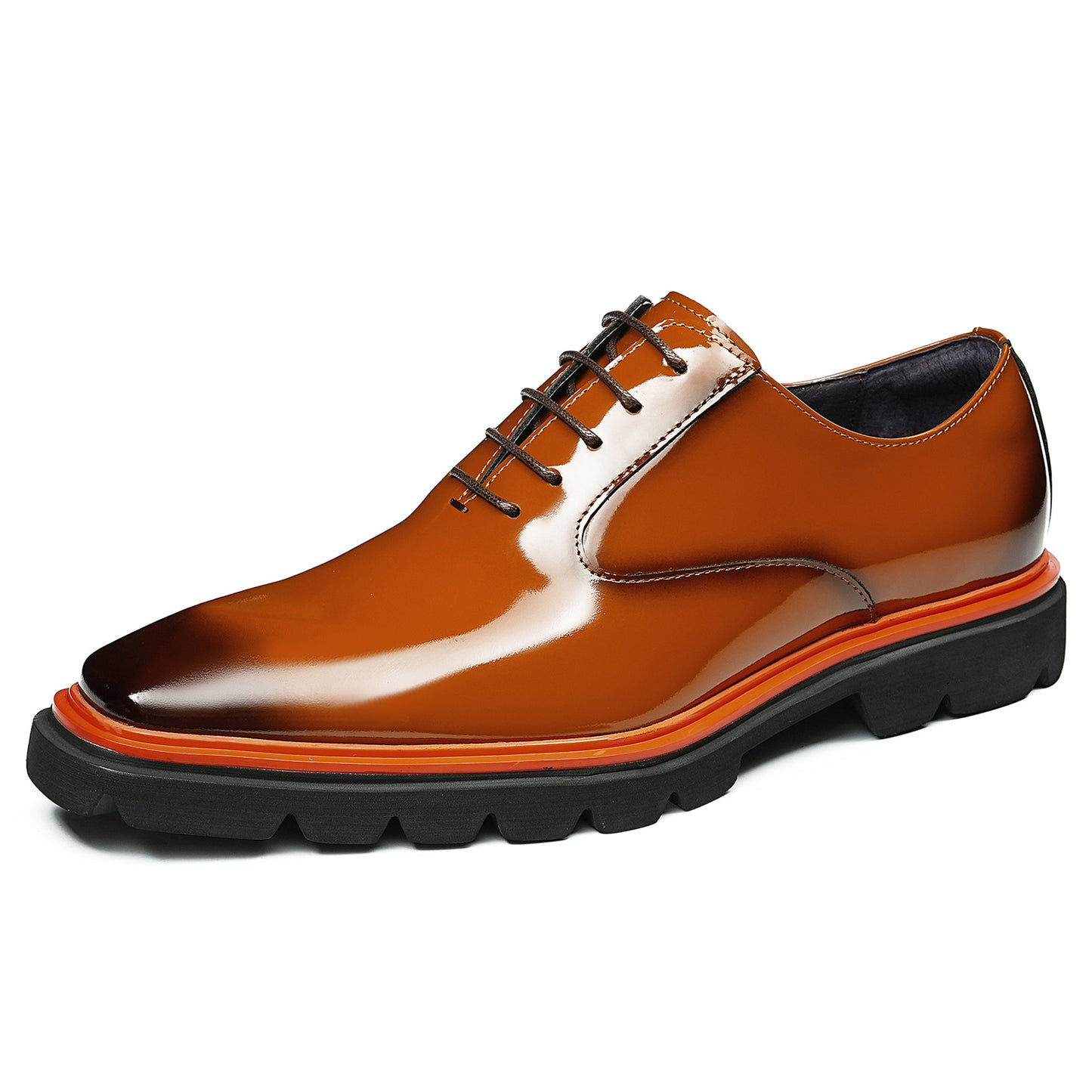 Men's Rugged Square-Toe Leather Shoes with Contrast Sole