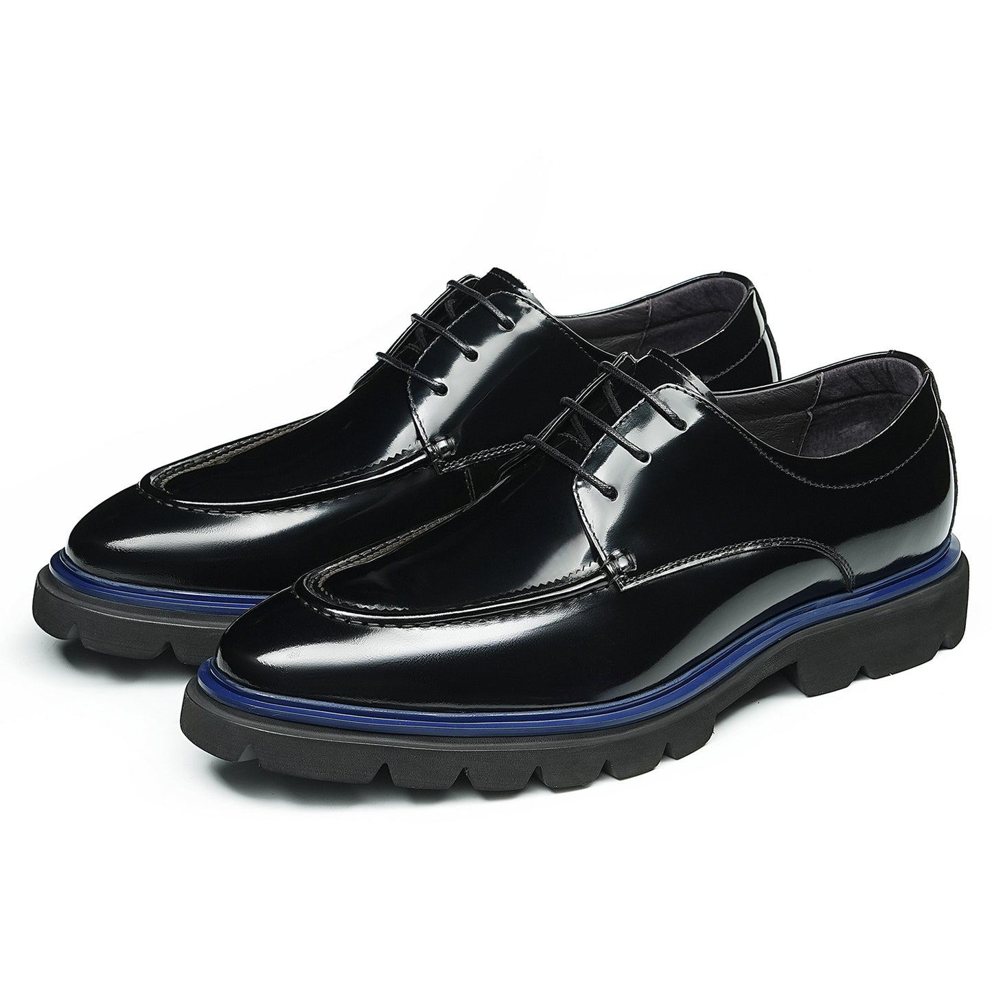 Men's Structured Derby Shoes with Open Lacing & Architectural Sole