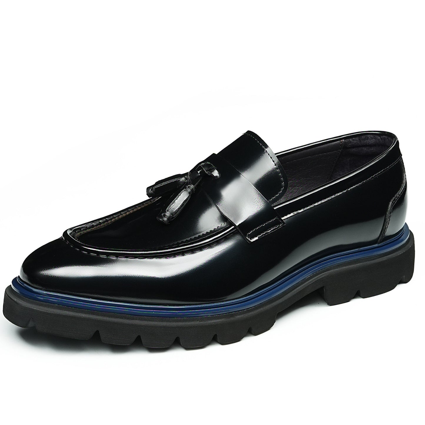 Men's Tassel Loafers with Chunky Sole & Contrast Stitch Accent