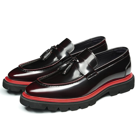 Men's Tassel Loafers with Chunky Sole & Contrast Stitch Accent