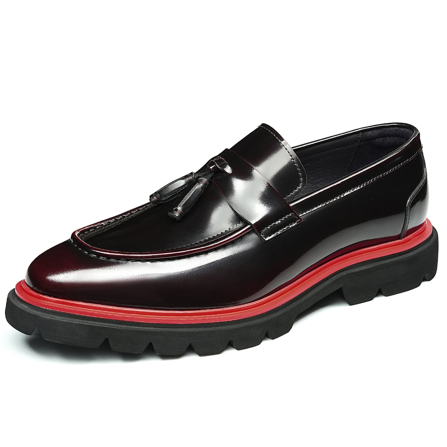 Men's Tassel Loafers with Chunky Sole & Contrast Stitch Accent