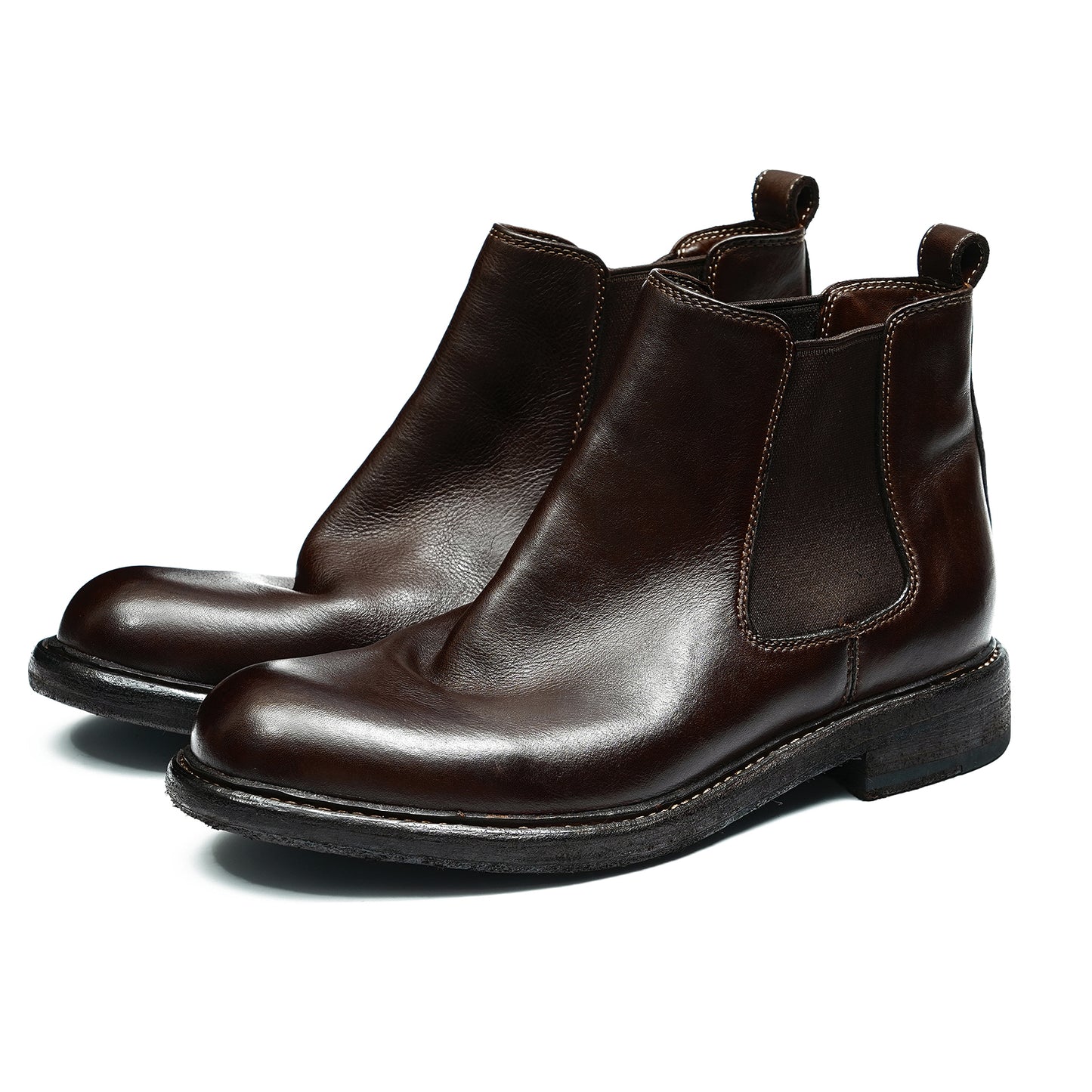 Botas Chelsea de piel de caballo, estilo retro, Goodyear Welted, proceso de lavado