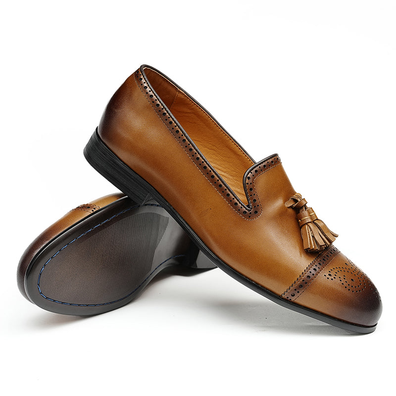 Men's Loafers - Elegant Tassel & Brogue Design for Formal & Casual