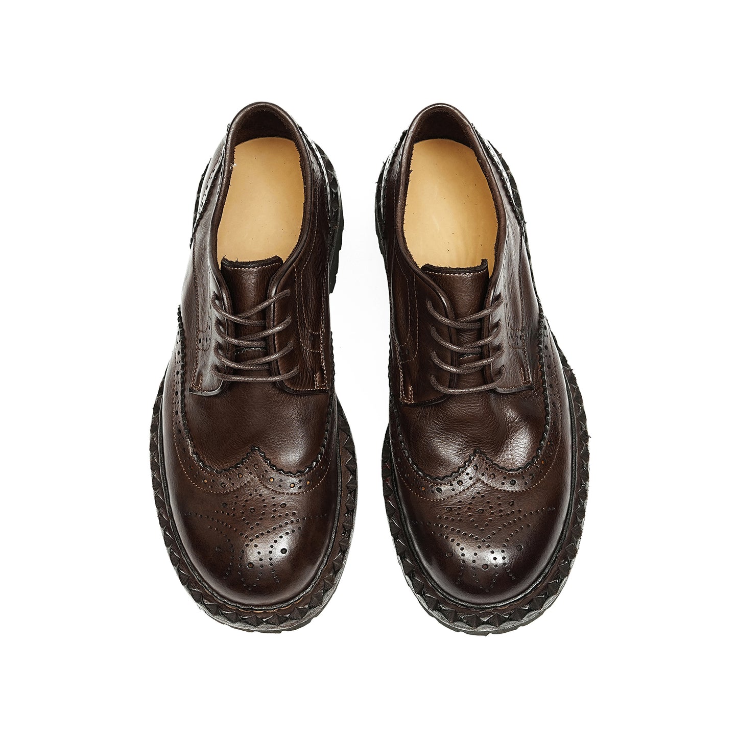 Men's Brogue Derby Shoes – Genuine Horsehide Leather Goodyear Welted Retro Style Washing Process