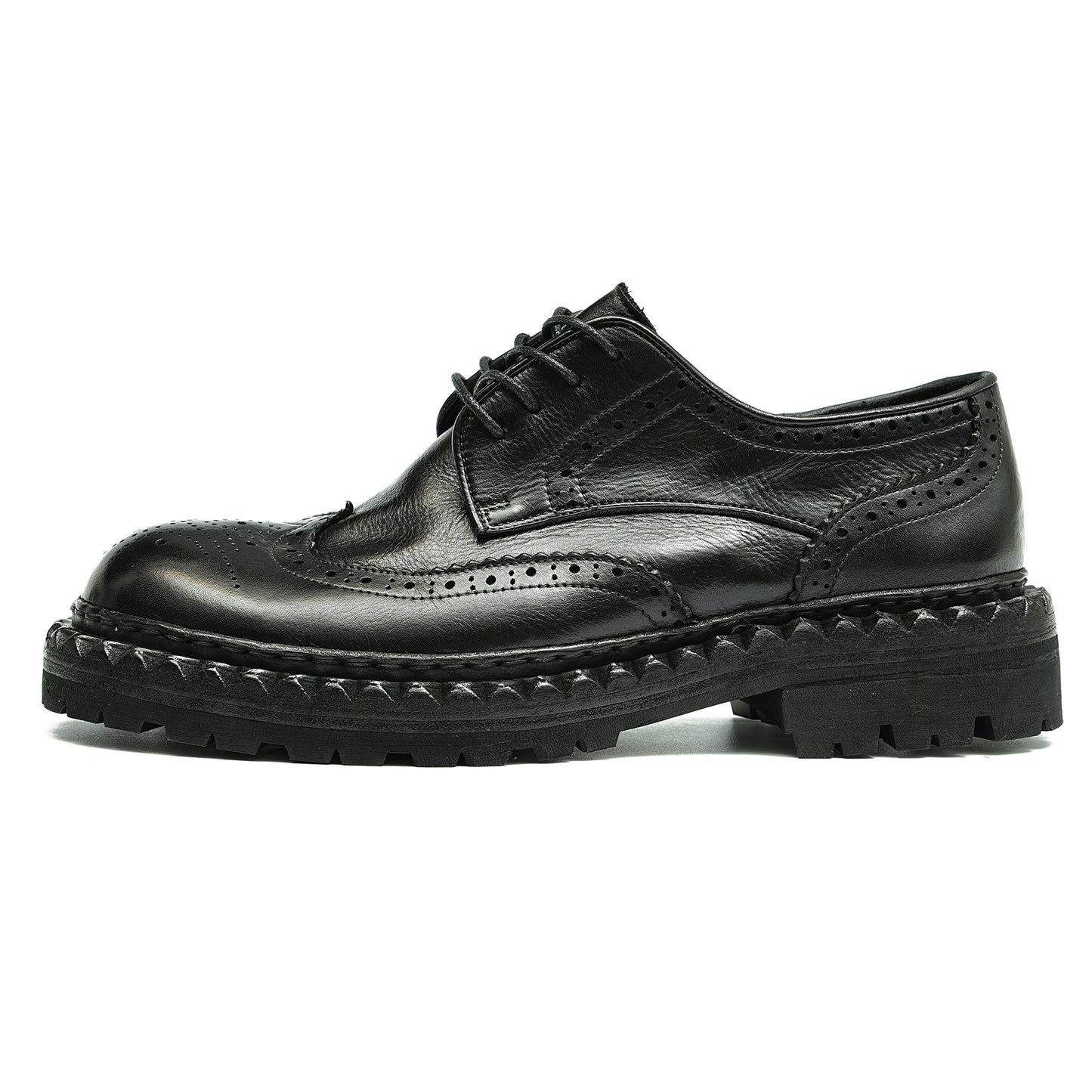 Men's Brogue Derby Shoes – Genuine Horsehide Leather Goodyear Welted Retro Style Washing Process