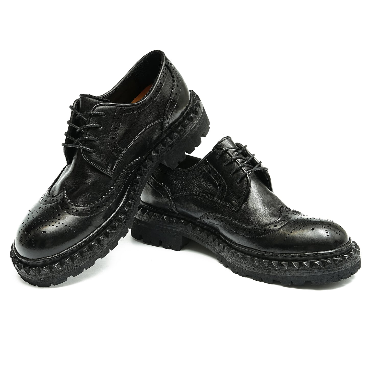 Men's Brogue Derby Shoes – Genuine Horsehide Leather Goodyear Welted Retro Style Washing Process