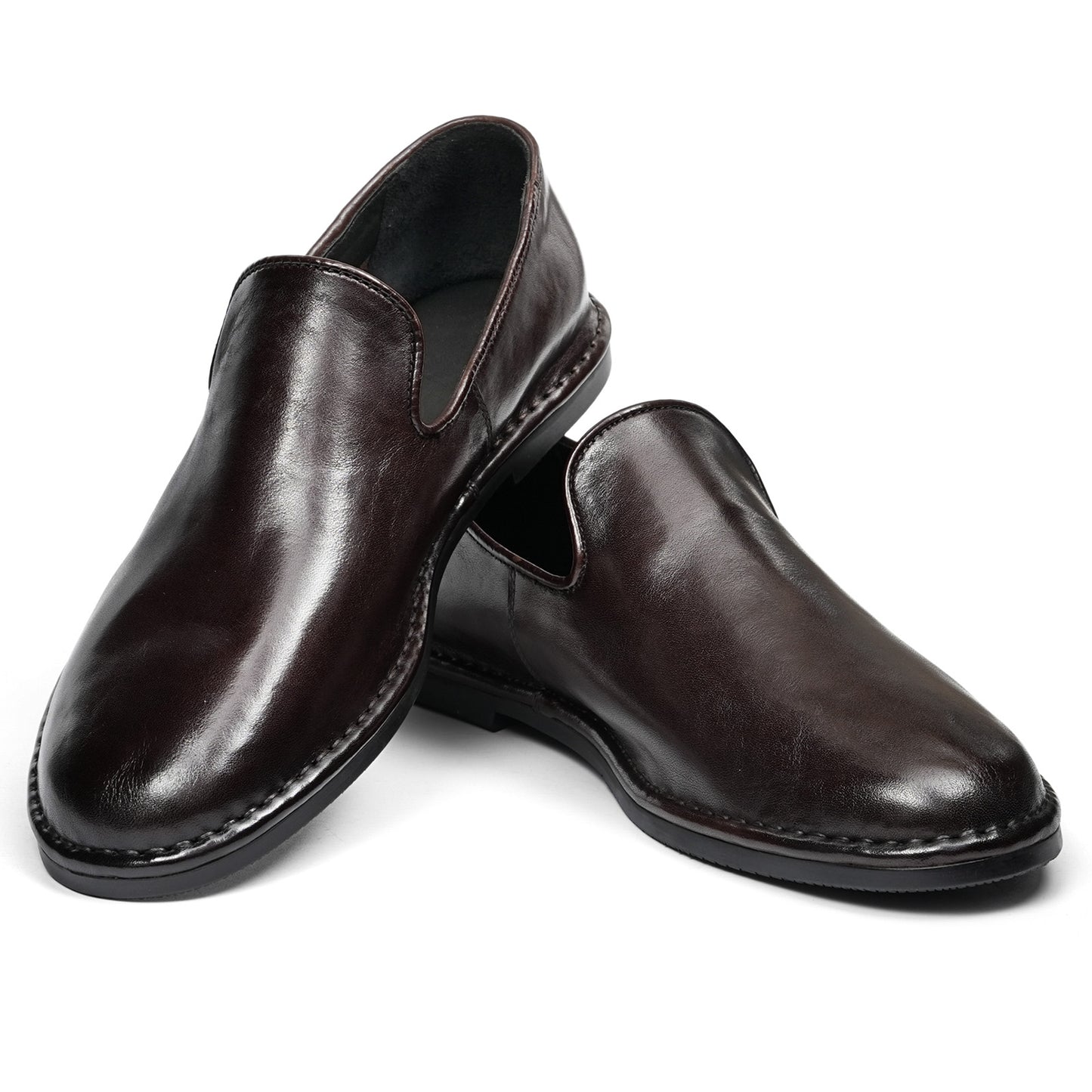 Men's Refined Slip-Ons Shoes with Artisan Stitching & Streamlined Silhouette
