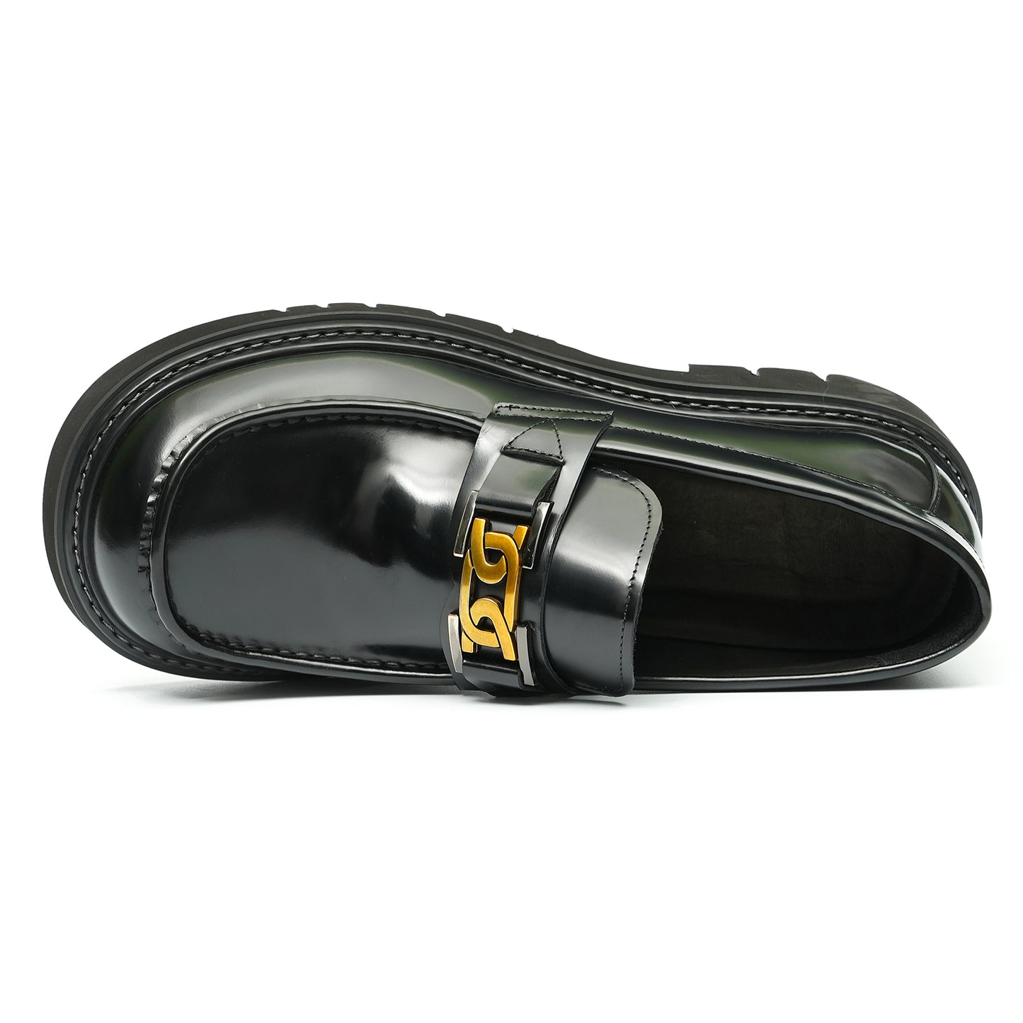 Calfskin Loafers Shoes with Horsebit Glossy Square Toe