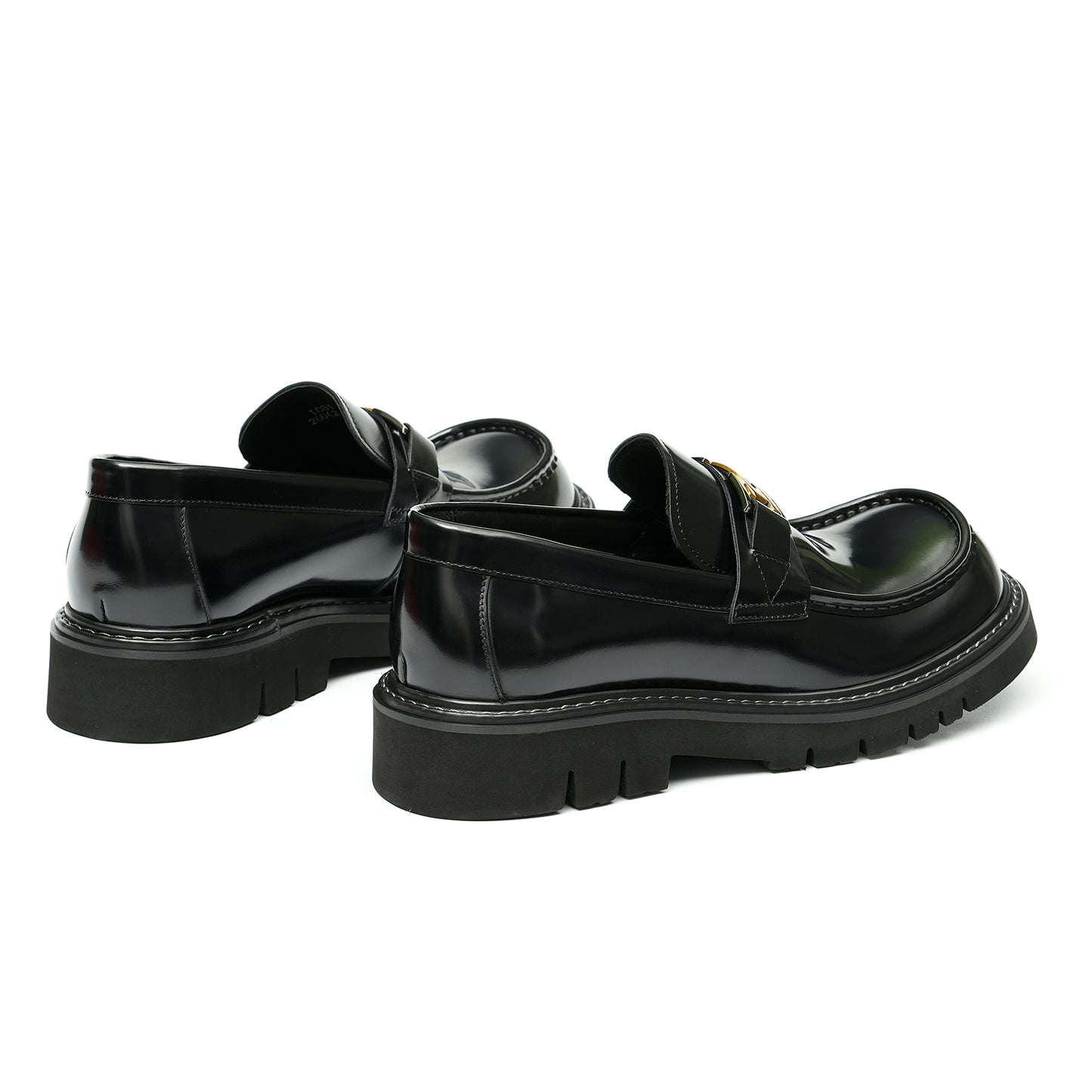 Calfskin Loafers Shoes with Horsebit Glossy Square Toe