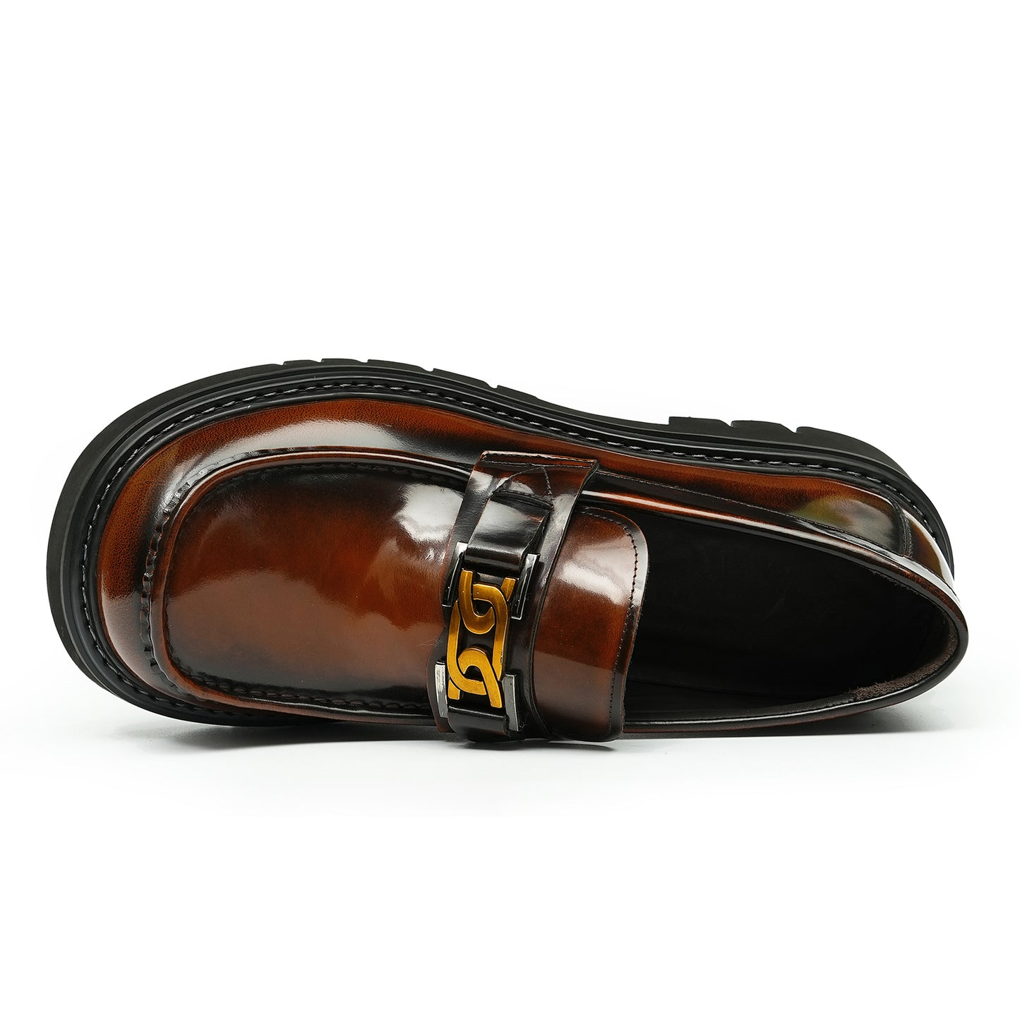 Calfskin Loafers Shoes with Horsebit Glossy Square Toe