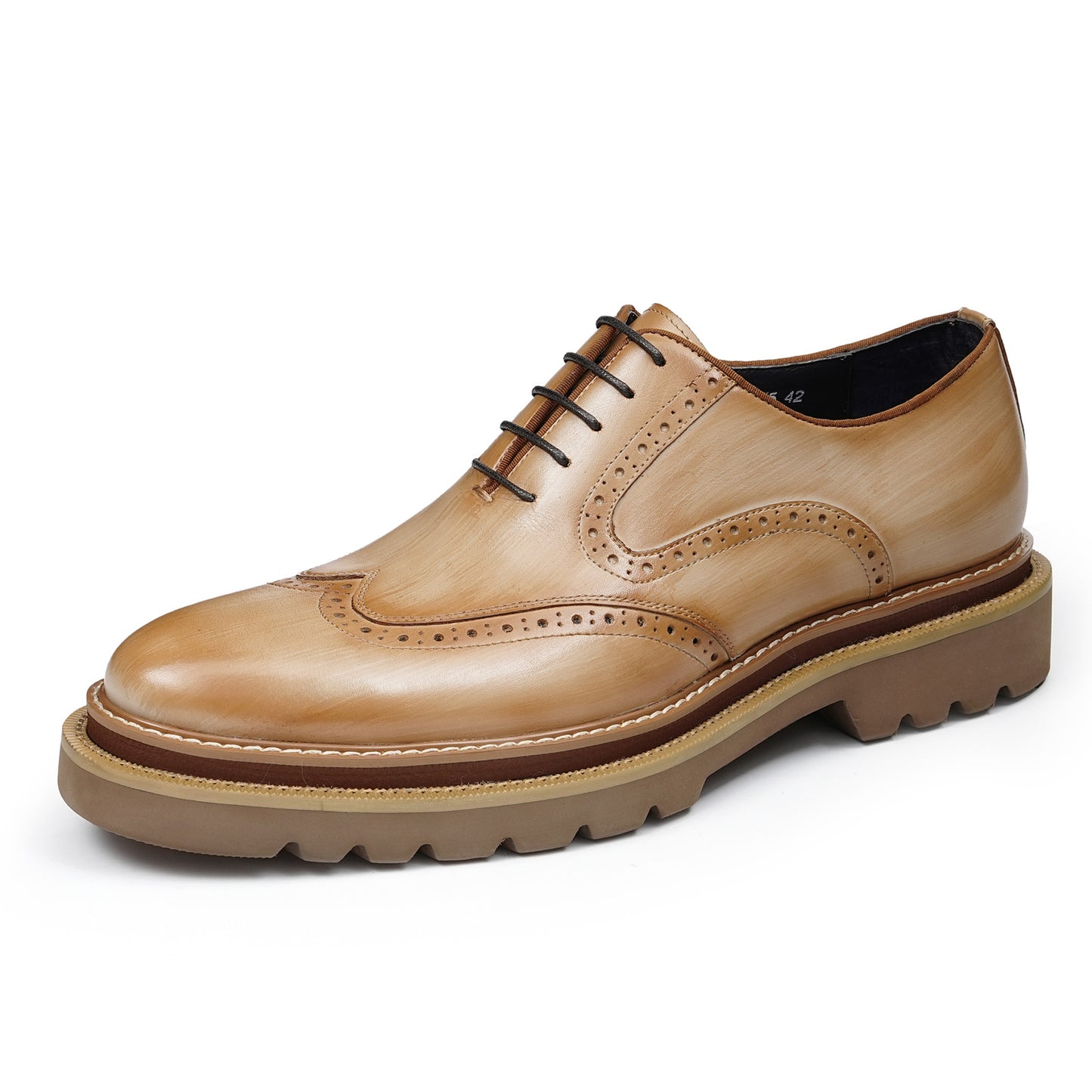 Men's Brogue Oxford Shoes with Substantial Tread Sole