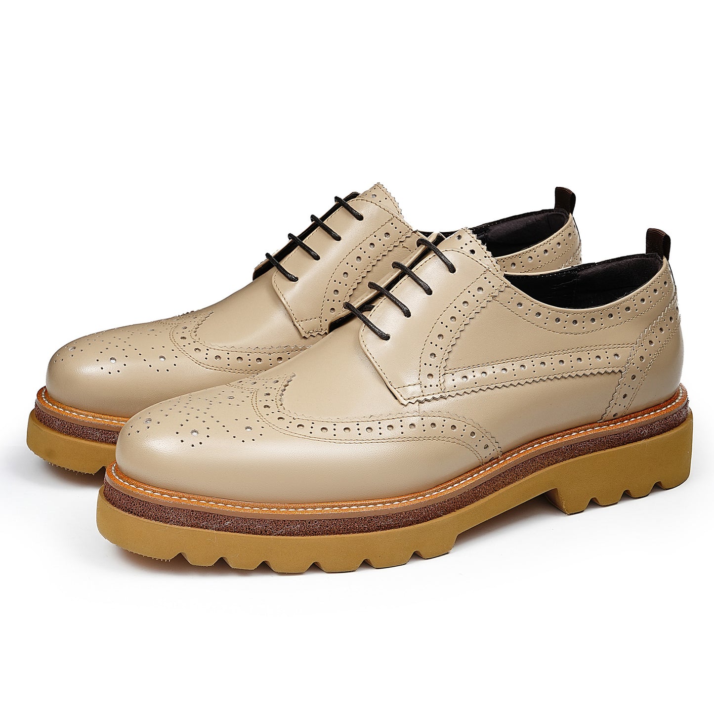 Men‘s Derbys Shoes Heritage Brogue with Ornamental Detail & Bold Sole