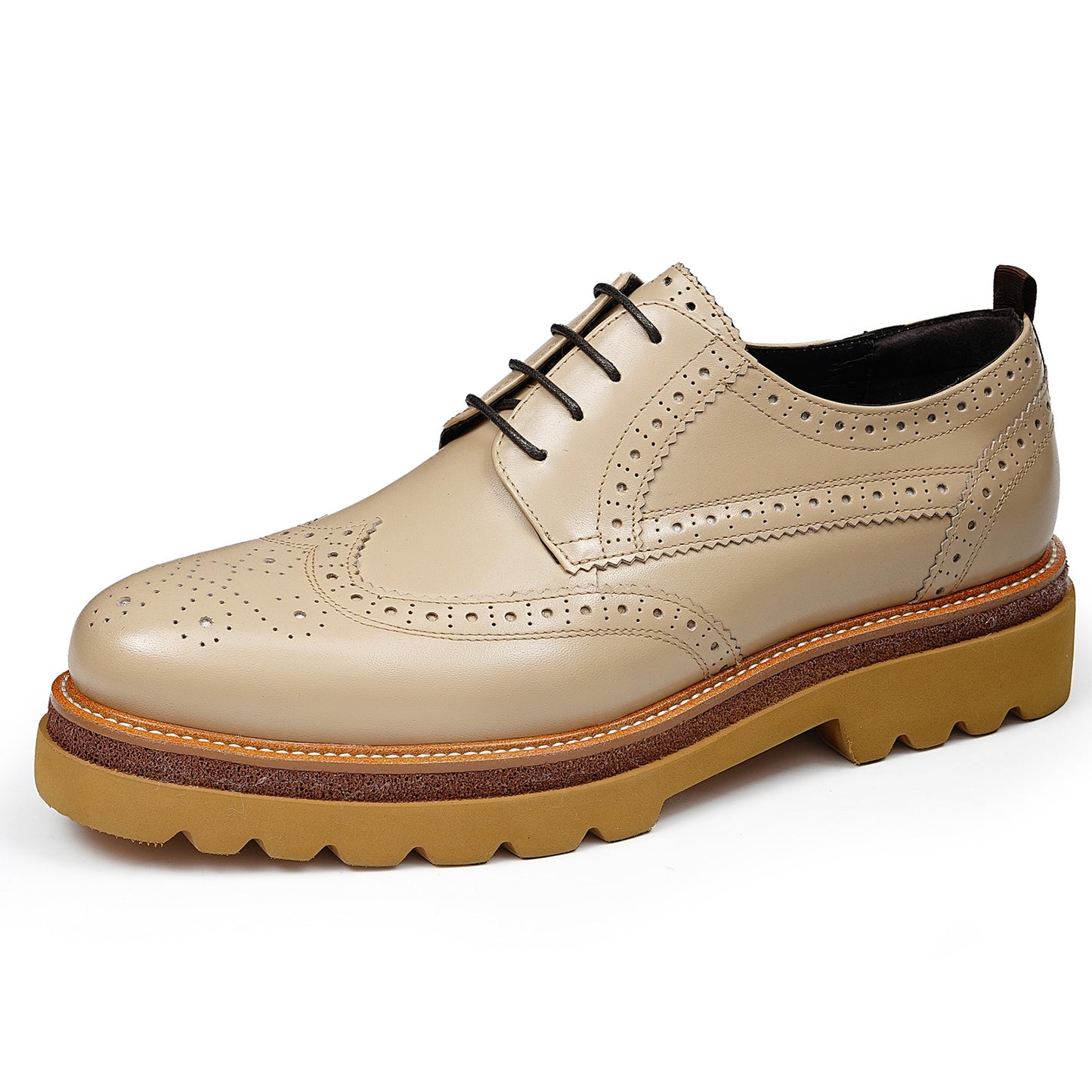 Men‘s Derbys Shoes Heritage Brogue with Ornamental Detail & Bold Sole
