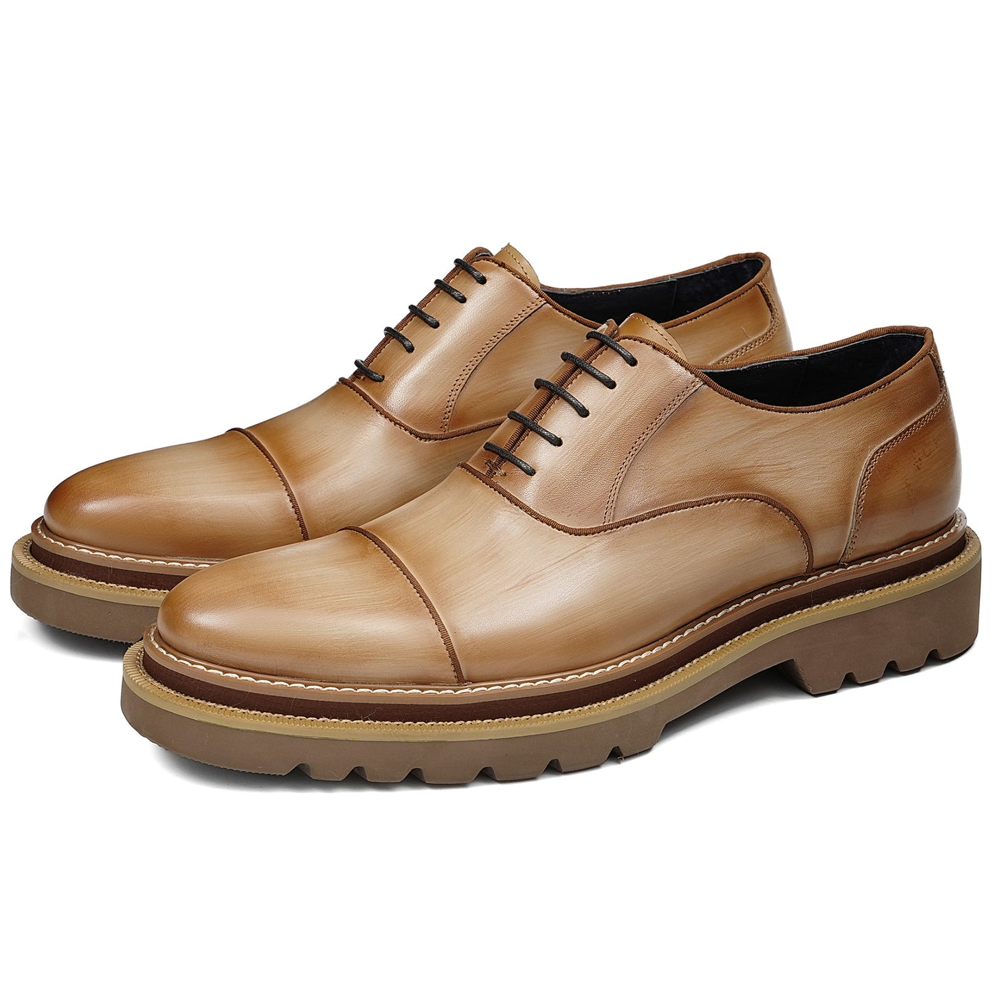 Men's Oxford Shoes: Casual Stitching & Rugged Chunky Sole