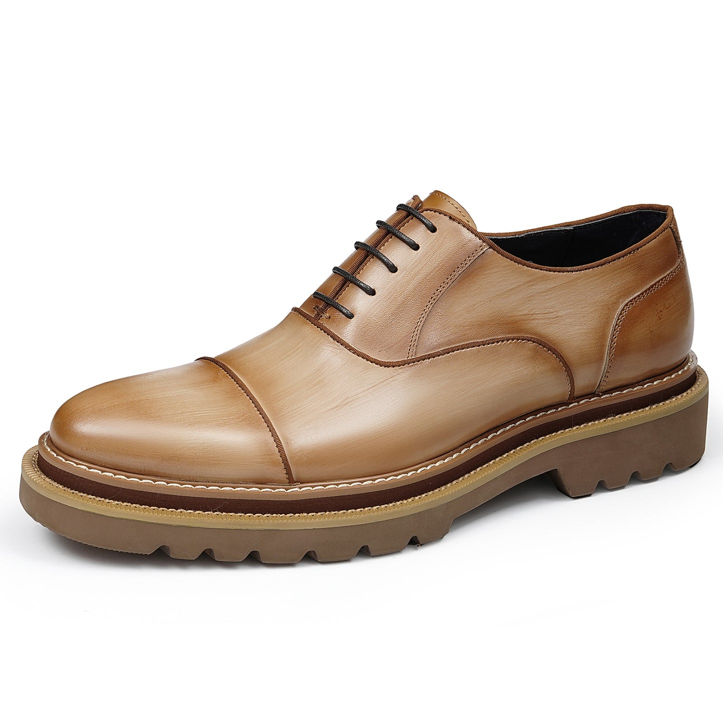 Men's Oxford Shoes: Casual Stitching & Rugged Chunky Sole