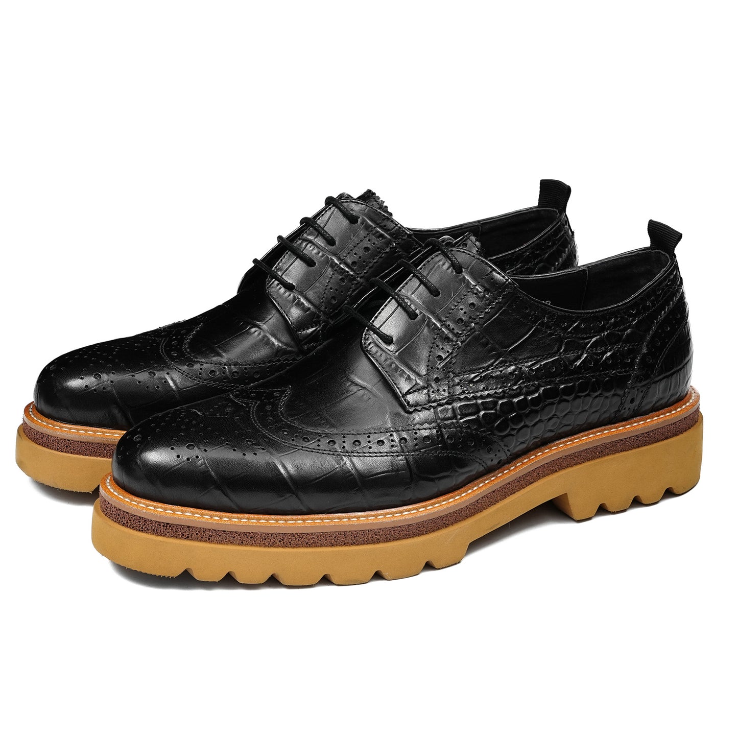 Men's Derby Shoes: Statement Lace-Up Brogue Upper & Bold Platform Sole