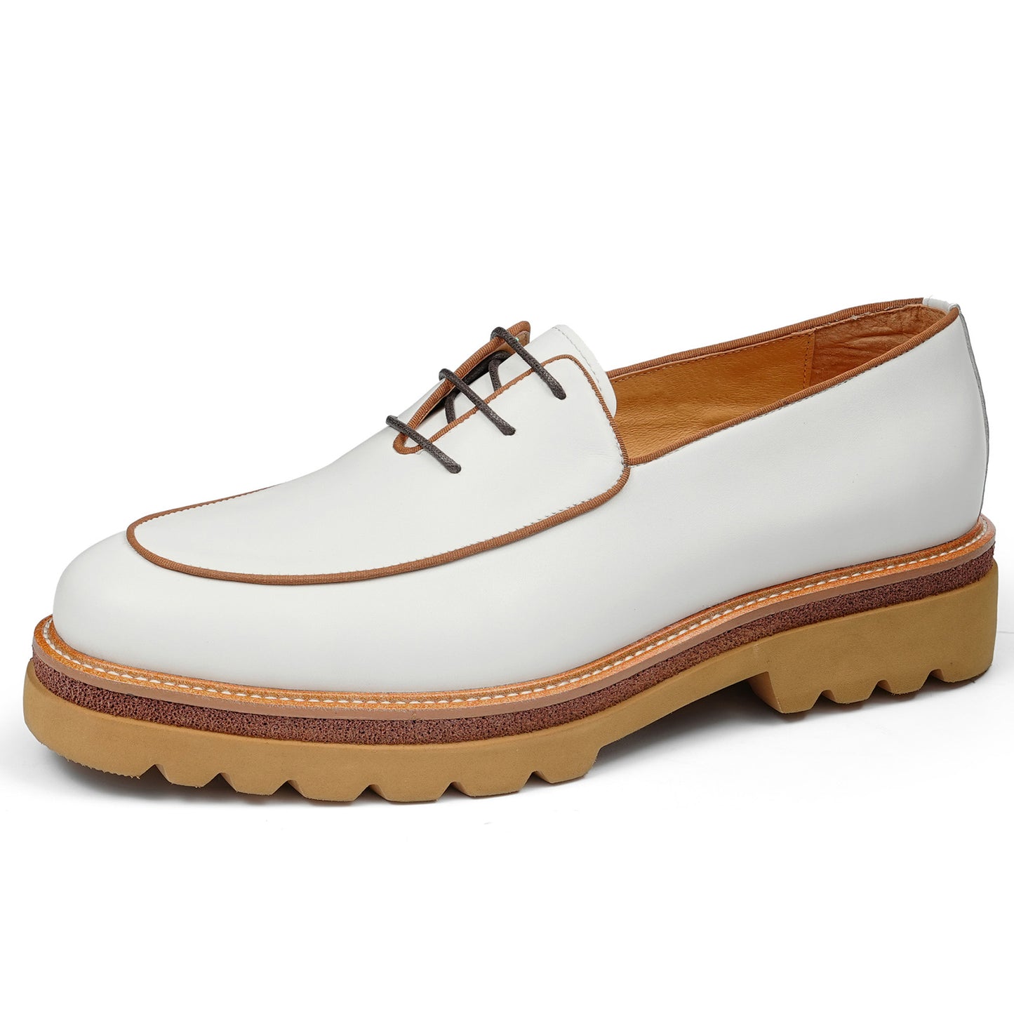 Men's Classic Loafers with Textured Pattern & Bold Sole Accent