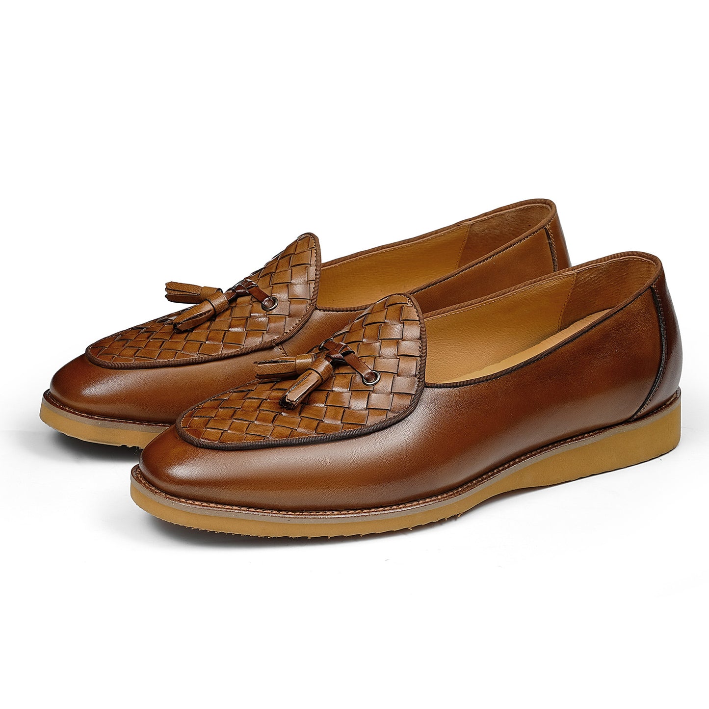 Men's Elegant Loafers with Woven Toe Detail and Tassel