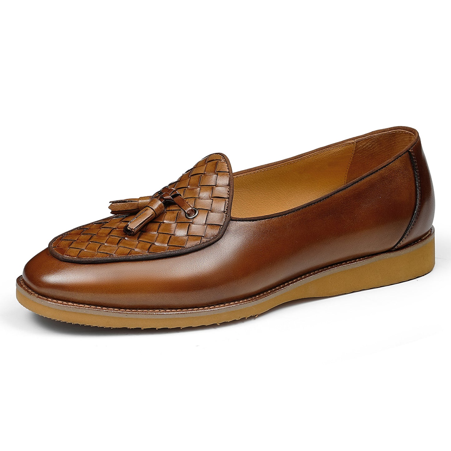 Men's Elegant Loafers with Woven Toe Detail and Tassel