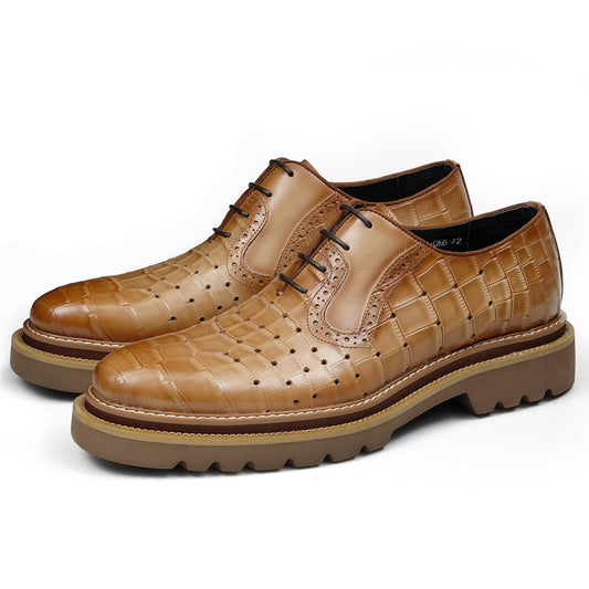 Men's Derby Shoes with Exquisite Textured Pattern