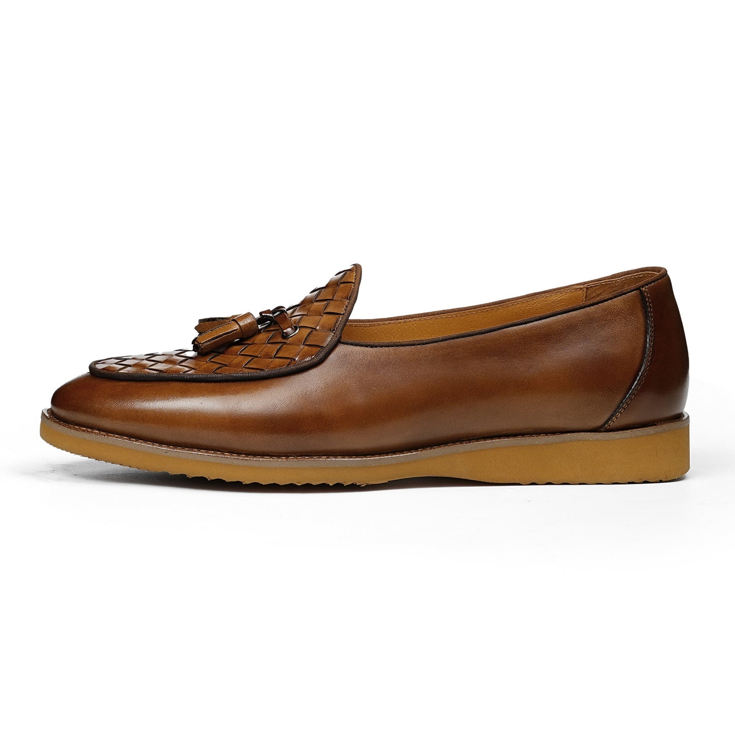 Men's Elegant Loafers with Woven Toe Detail and Tassel