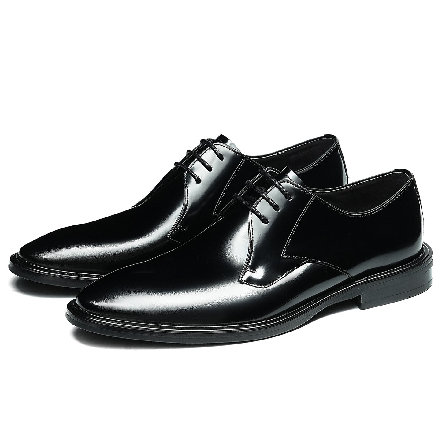 Men's Elegant Derby Shoes with Sleek Profile & High-Shine Finish