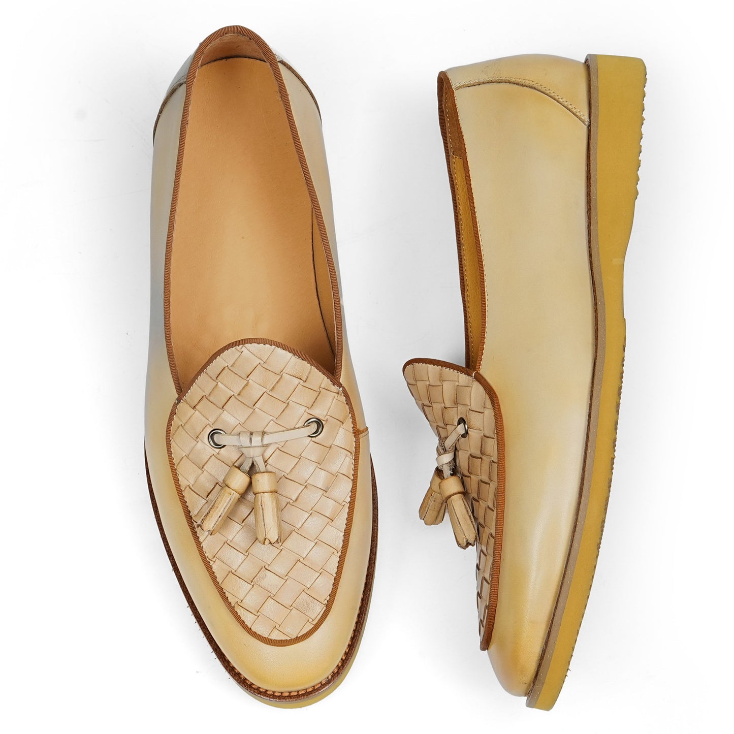 Men's Elegant Loafers with Woven Toe Detail and Tassel