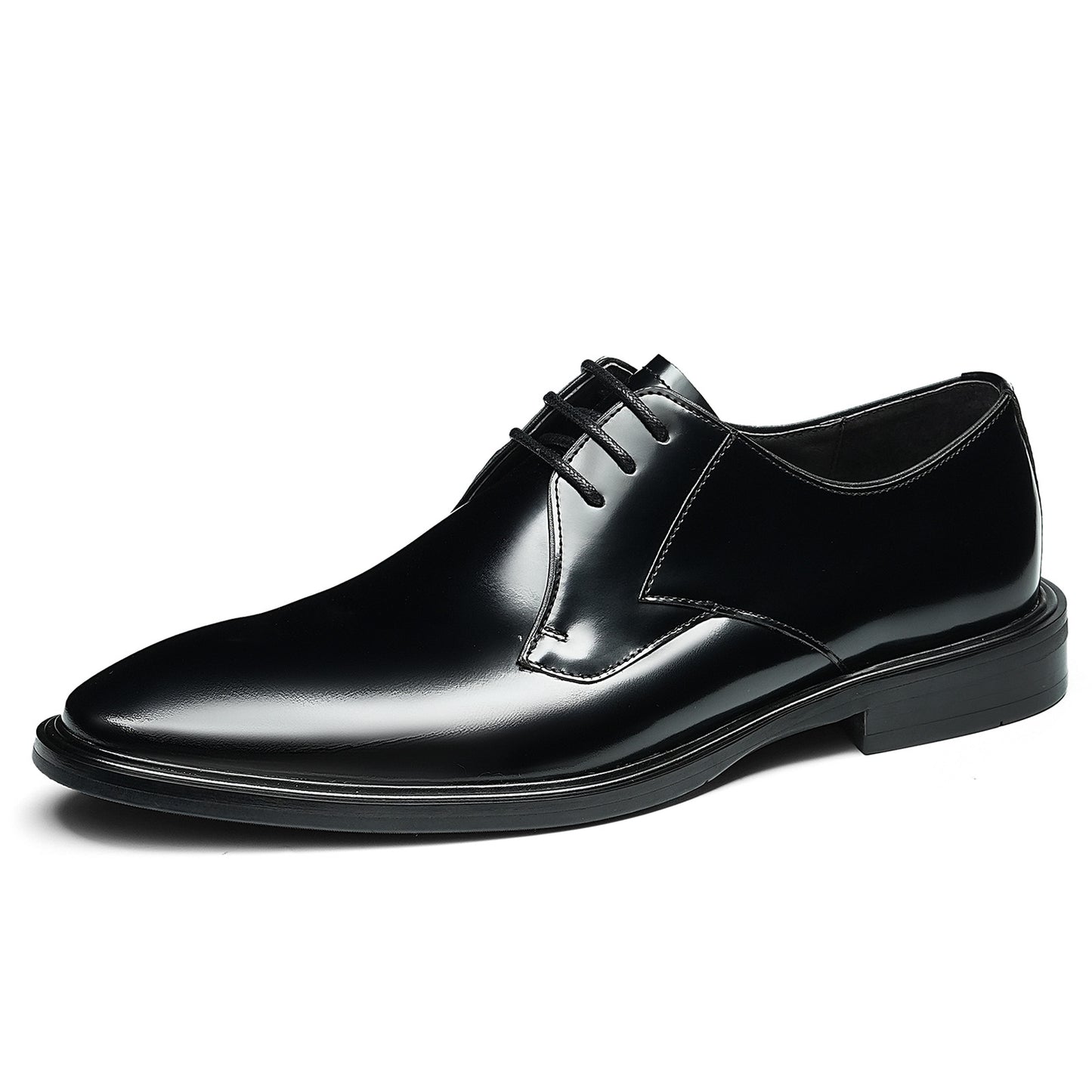 Men's Elegant Derby Shoes with Sleek Profile & High-Shine Finish