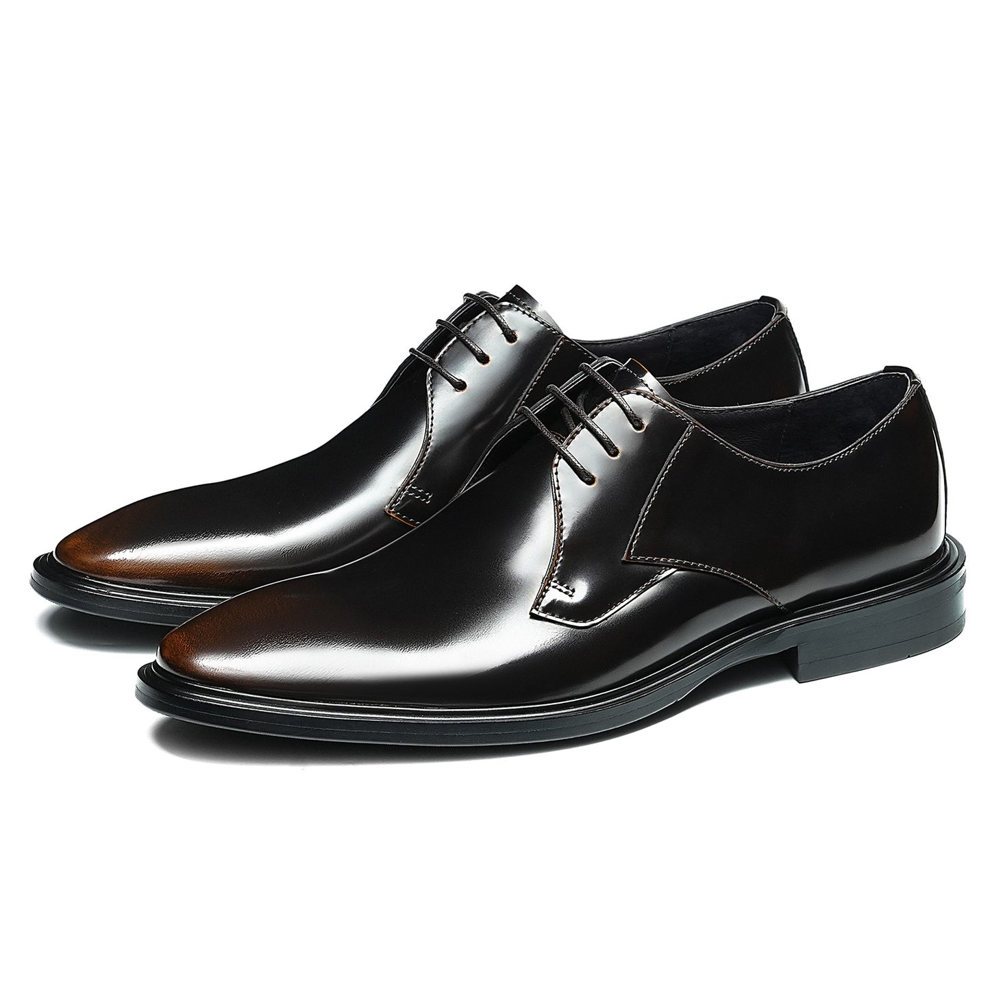 Men's Elegant Derby Shoes with Sleek Profile & High-Shine Finish