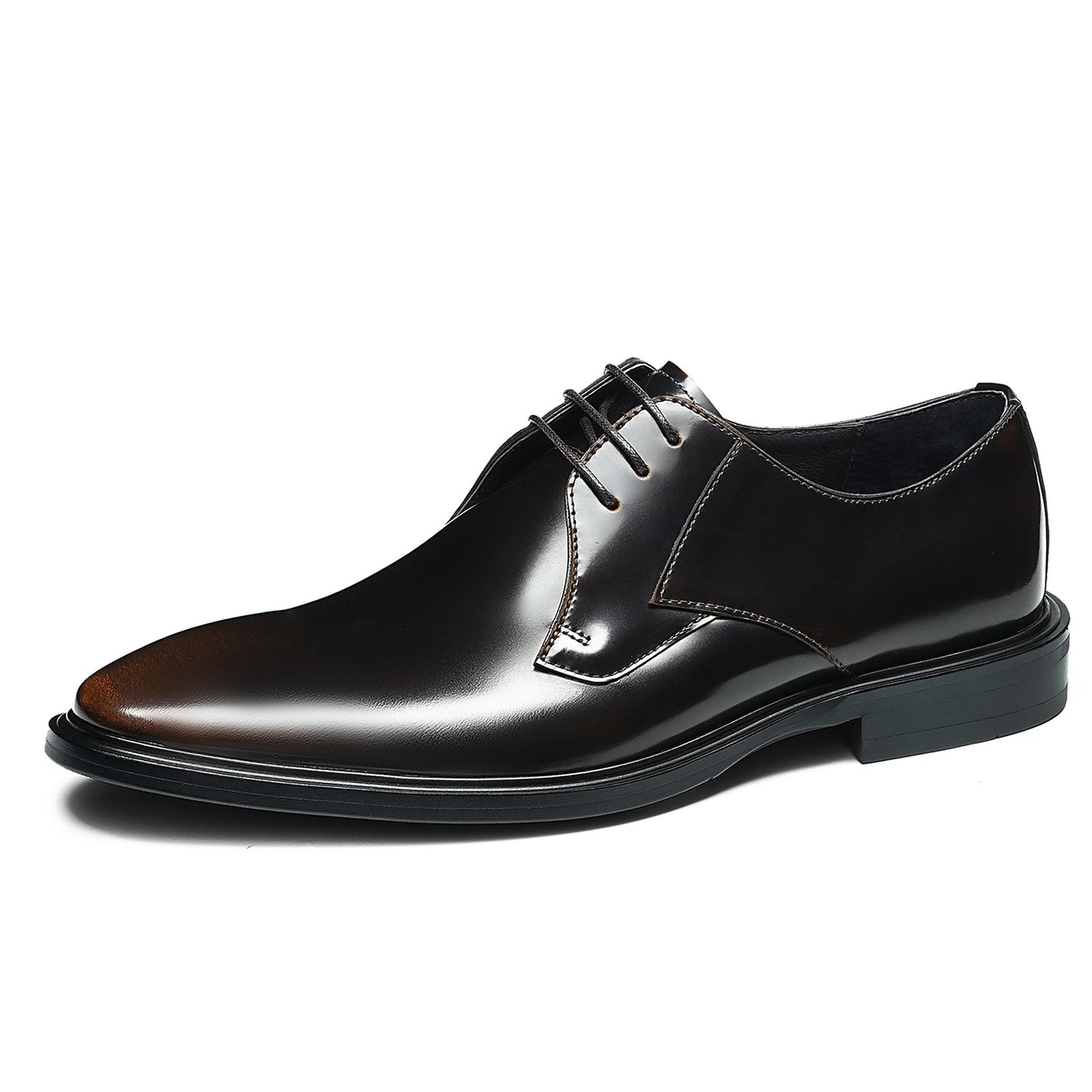 Men's Elegant Derby Shoes with Sleek Profile & High-Shine Finish
