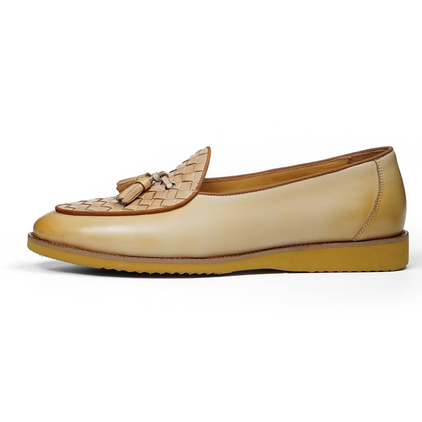 Men's Elegant Loafers with Woven Toe Detail and Tassel